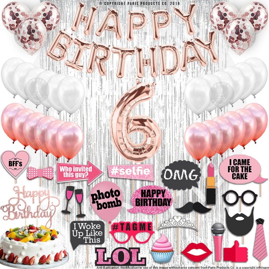 4th Birthday Decorations Party Supplies, Rose Gold 4Number Balloons 4th Foil Mylar Balloons Latex Balloon Decoration 4th Birthday Gifts