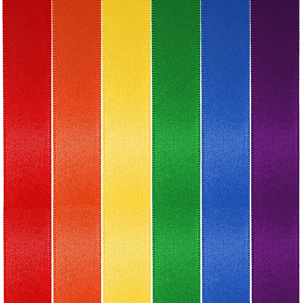 Rainbow Double Faced Satin Ribbon, 6 Colors, 5/8" x 600 Yards by Gwen Studios