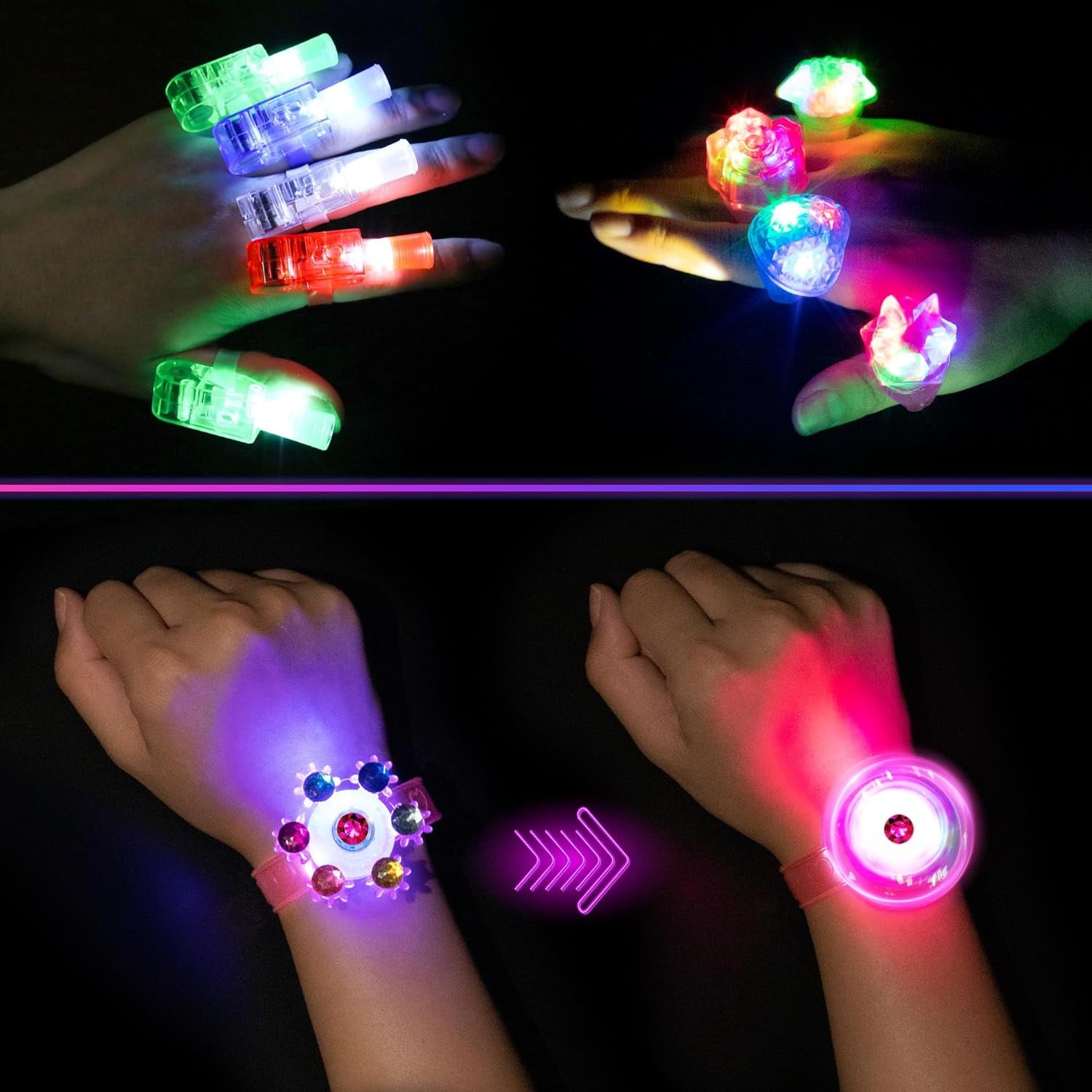Mocoosy 103Pcs Glow in the Dark Party Supplies Light Up Party Favors LED Neon Halloween Toys Glow Sticks Bulk With Glow Sticks, Finger Lights, Led Glasses,Jelly Rings, Light Up Bracelets &Headbands