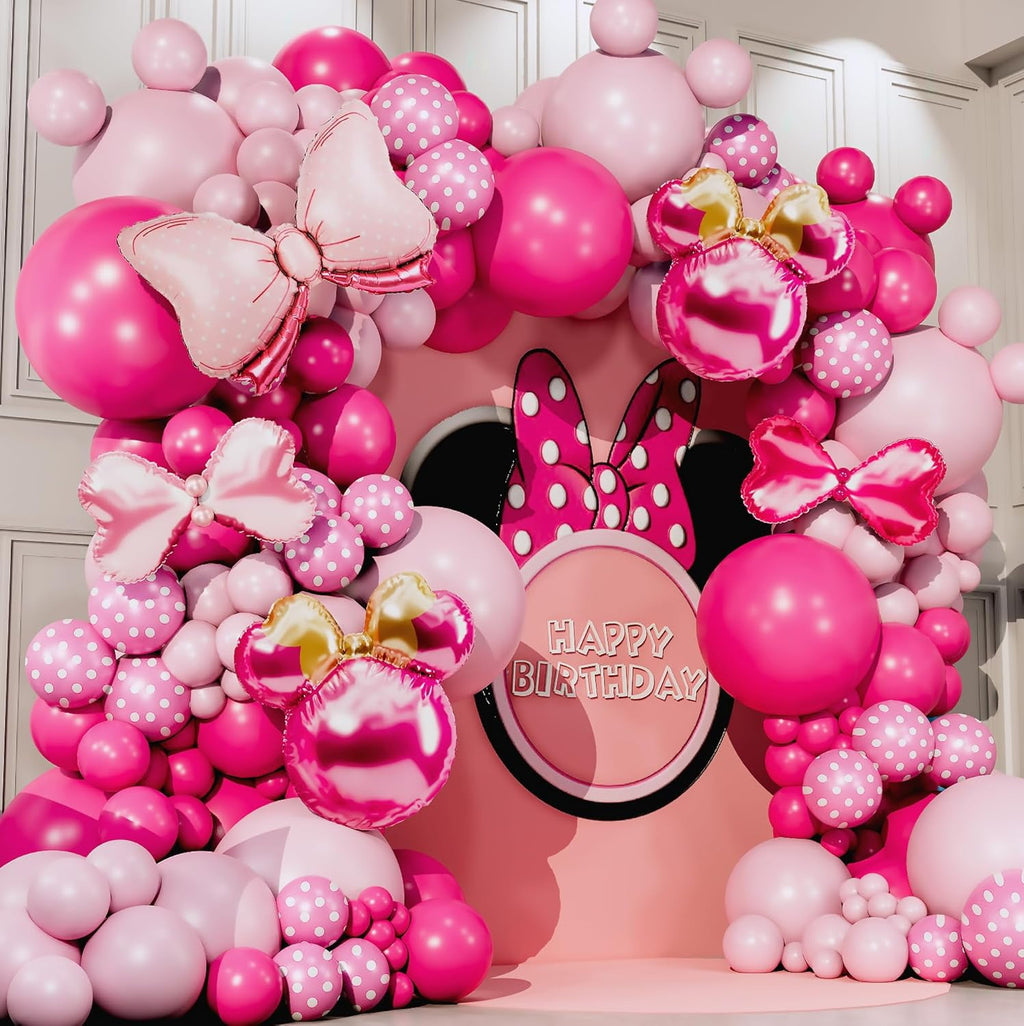 ALL-IN-1 Minnie Balloon Arch Kit with BONUS Bow & Mouse Head Balloons - Mini Mouse Balloons for Birthday Decorations & Oh Twodles Birthday Party Supplies Girl - Minnie Birthdays Party, Baby Shower