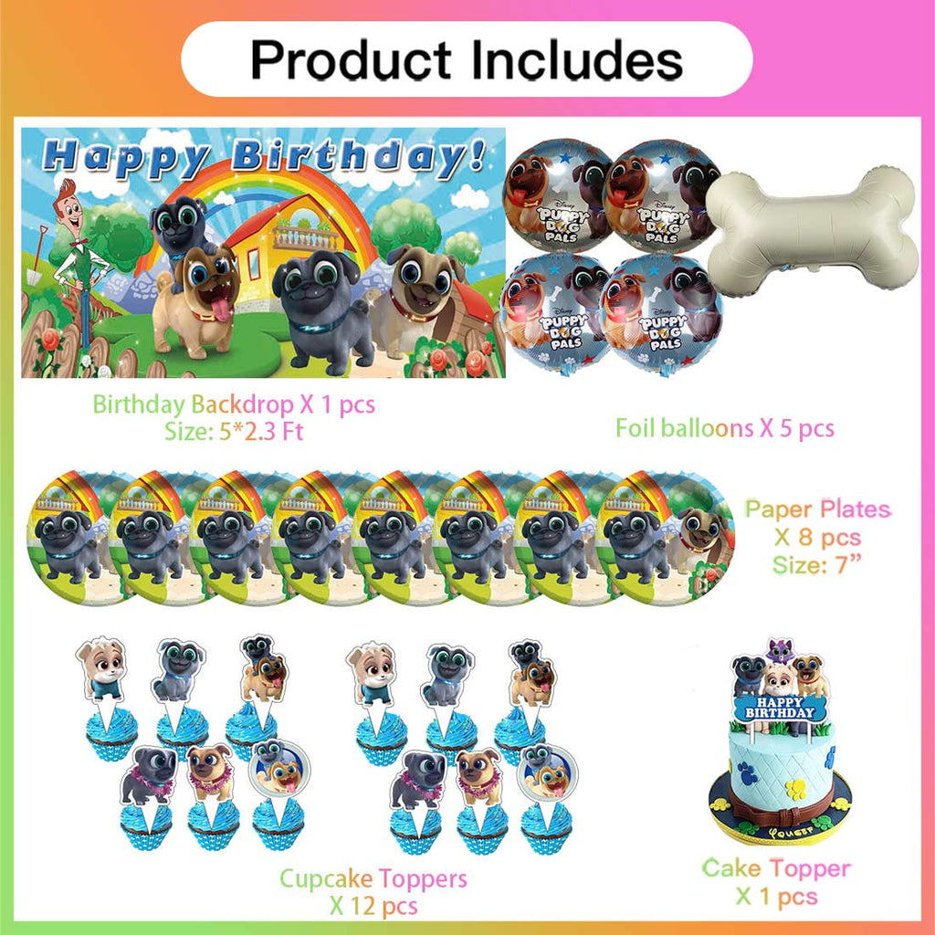 Puppy Dog Pals Party Supplies Decor Tableware Backdrop Banner Cake Topper Balloons Birthday Decorations
