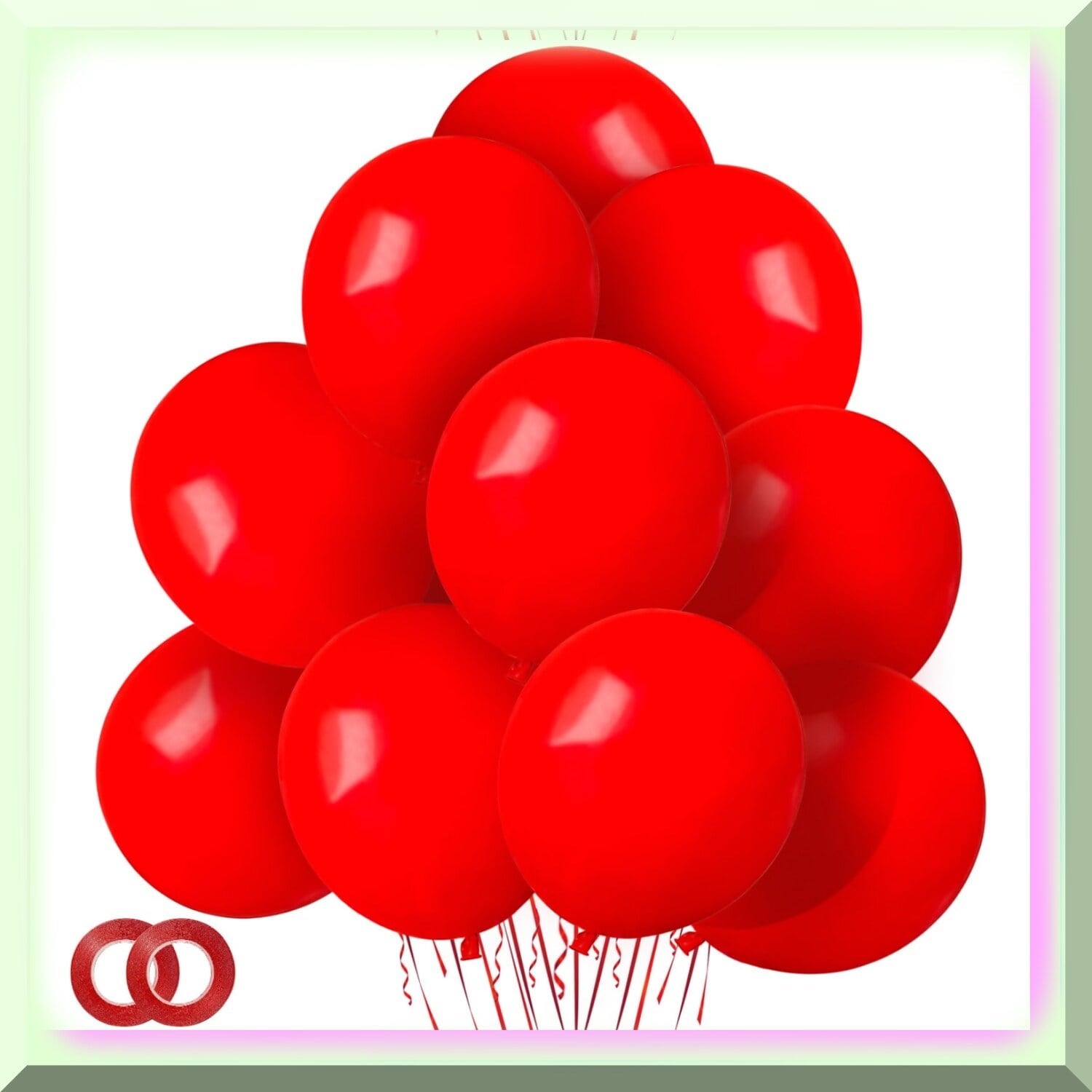 Party Perfect Pack: 100 Thicken Latex Red Balloons with Ribbon - Ideal for Birthdays, Weddings, Baby Showers & More!