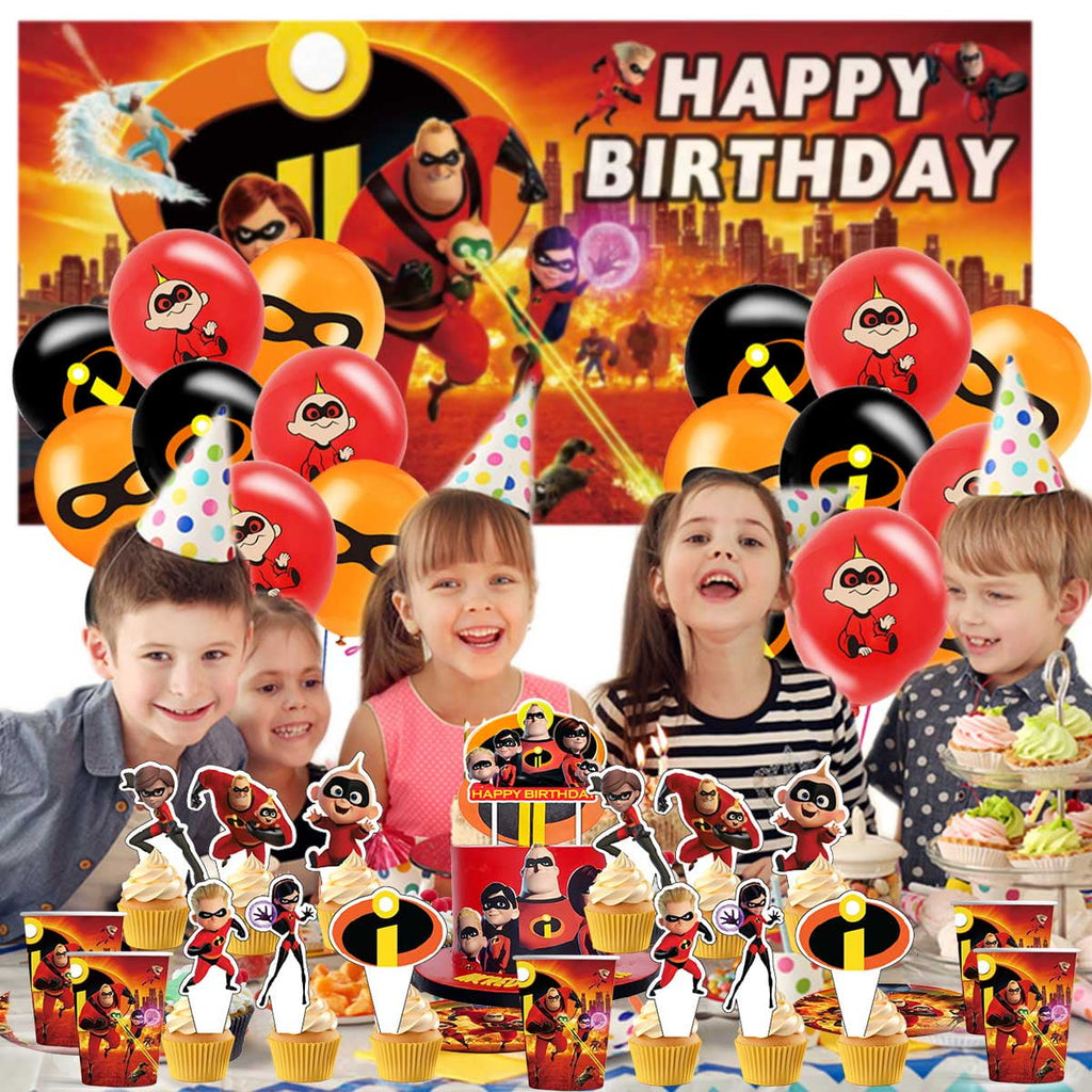 The Incredibles Birthday Party Supplies Balloons Plates Decoration Cake Topper Decor Tableware Banner Backdrop