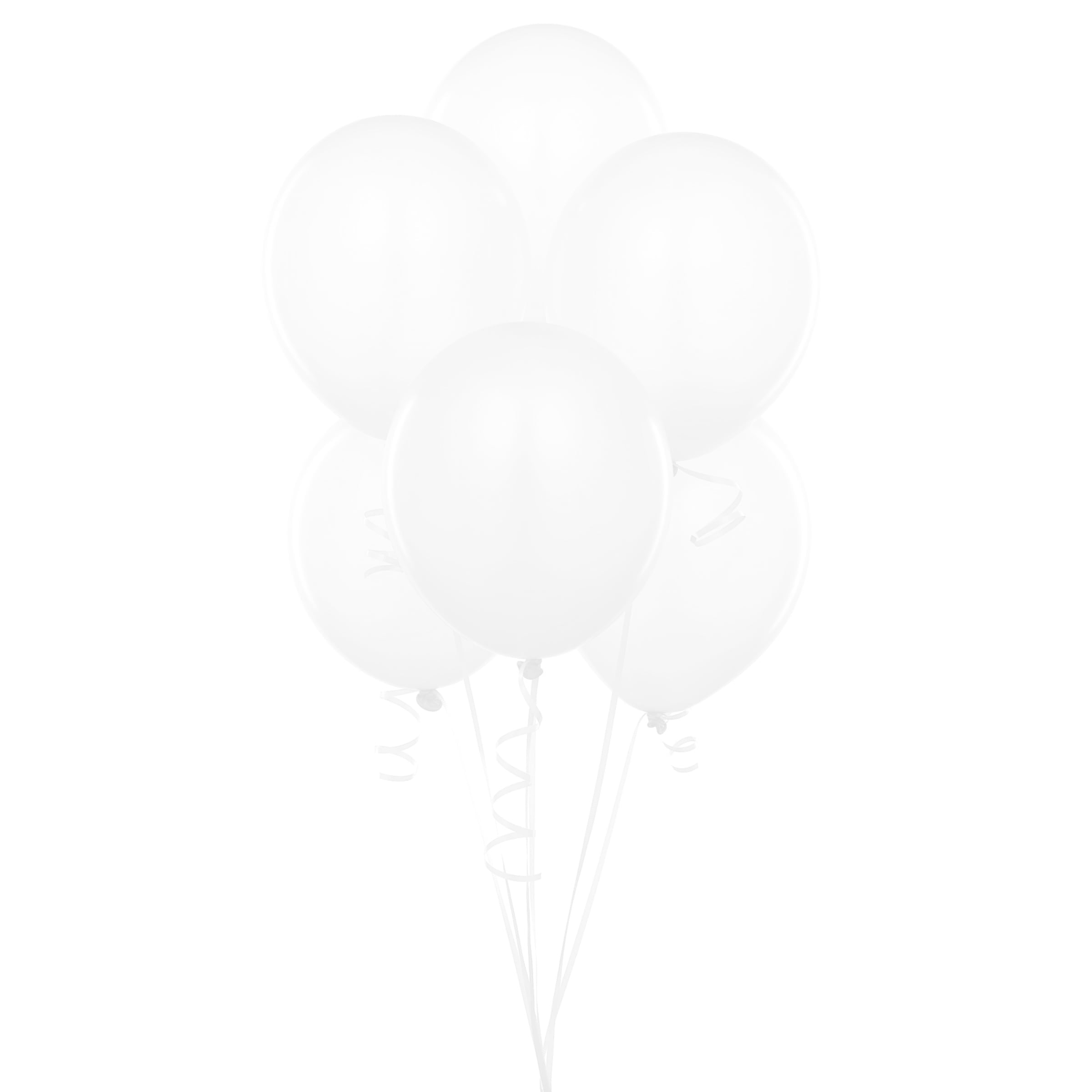 72 Latex Balloons 12" with Clips and Curling Ribbon - White