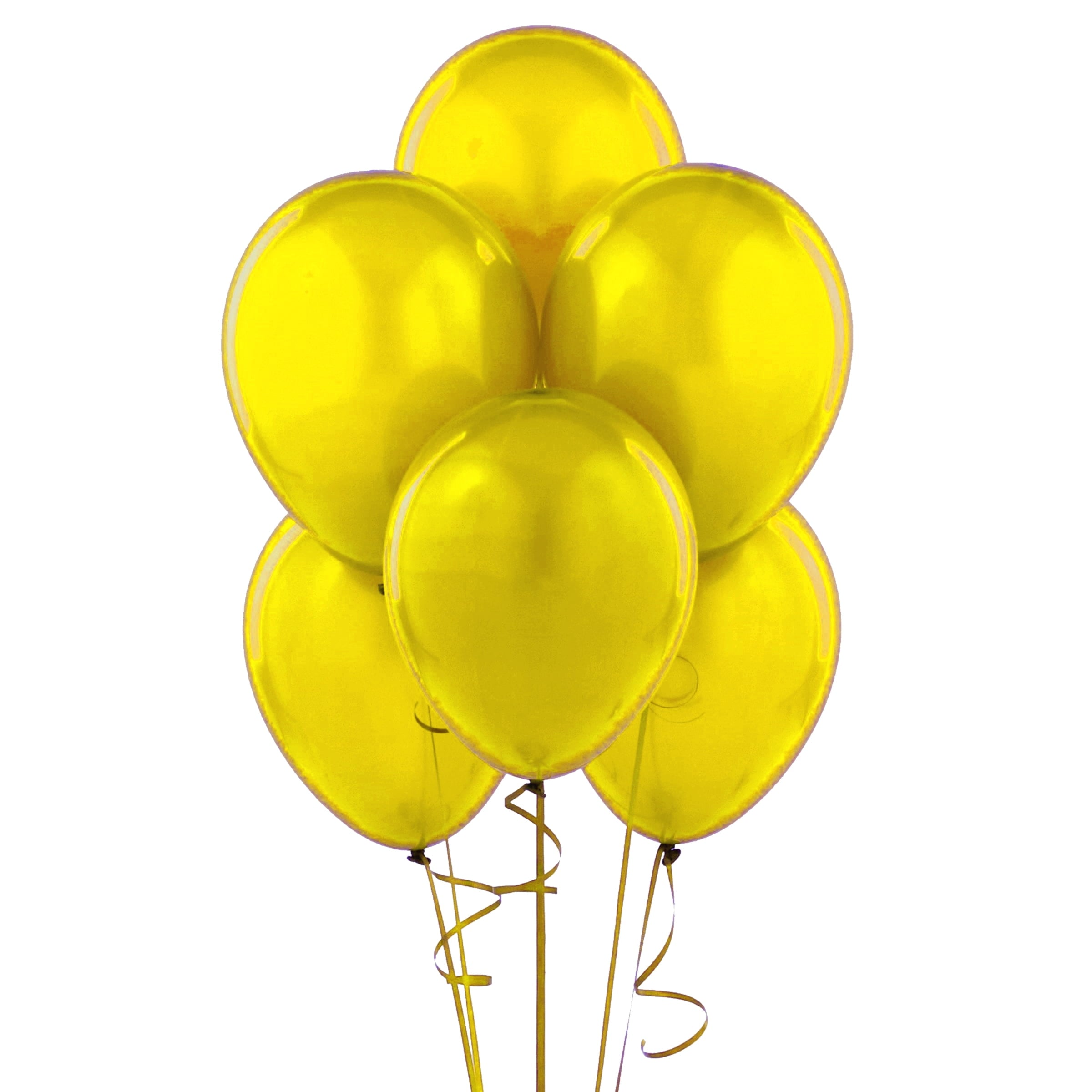 72 Latex Balloons 12" with Clips and Curling Ribbon - Yellow