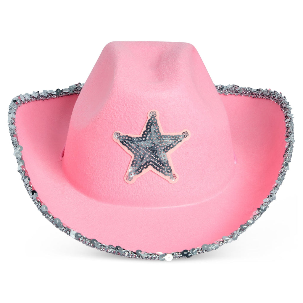 4-Pack Pink Cowboy Hats for Girls and Women - Felt Cowgirl Hats with Western Star for Costume, Dress Up Party, Birthday (One Size Fits All)