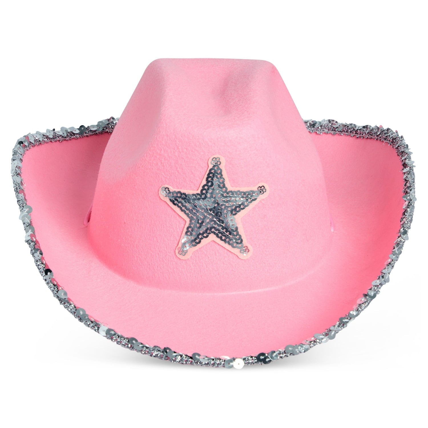 4-Pack Pink Cowboy Hats for Girls and Women - Felt Cowgirl Hats with Western Star for Costume, Dress Up Party, Birthday (One Size Fits All)