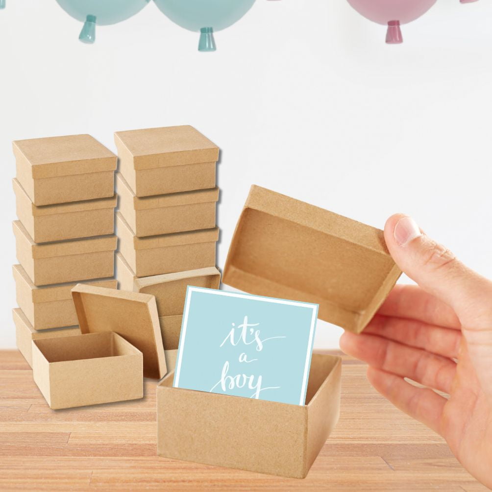 12pc Kraft Paper Mache Square Boxes - for Gifts and Favors - Factory Direct Craft