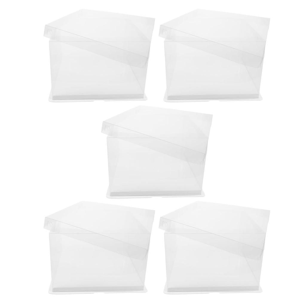 5pcs Transparent Cake Box Candy Gift Box Container Carrier Packaging Box for Birthday Shower Wedding ( 8 inch Single Layer Boxes )