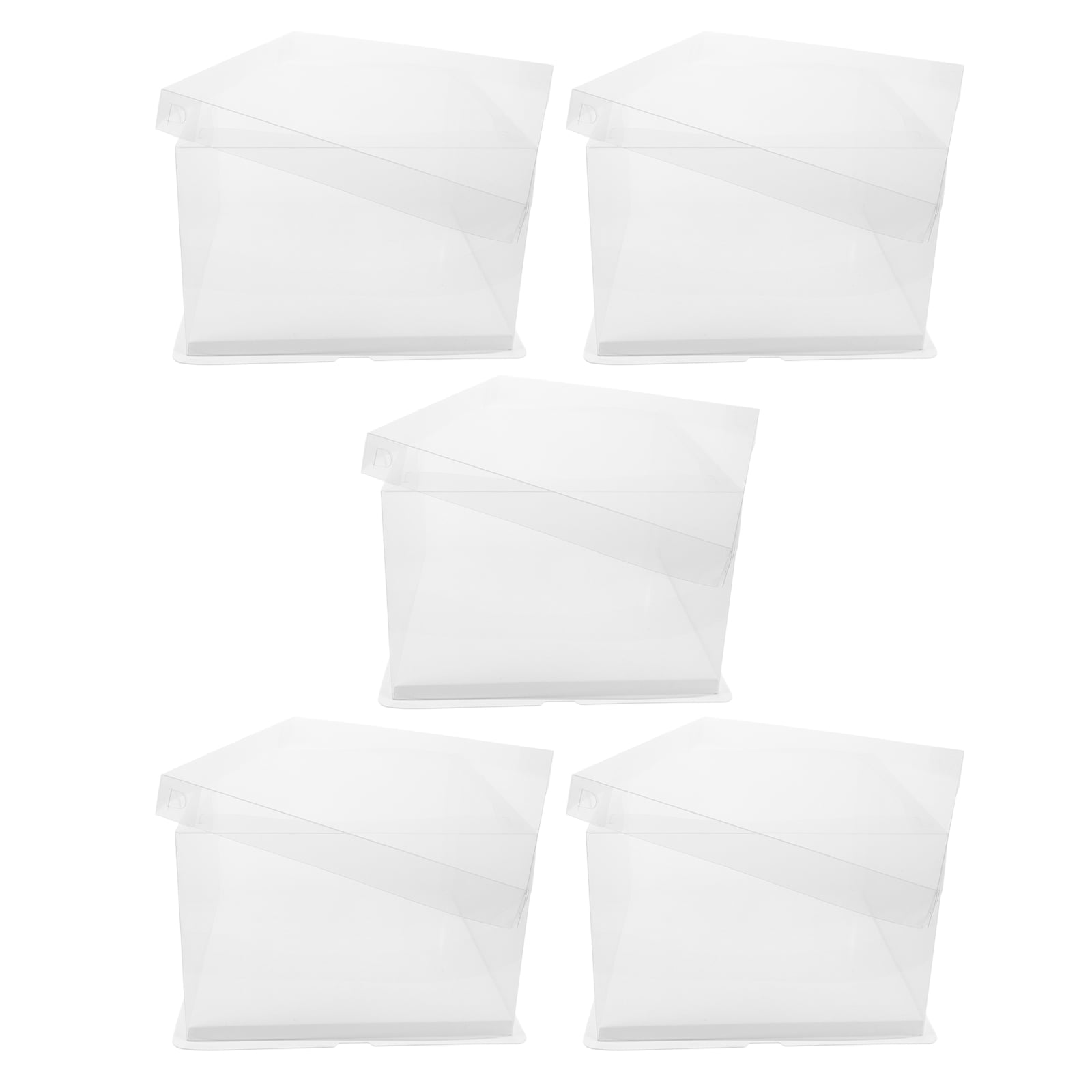 5pcs Transparent Cake Box Candy Gift Box Container Carrier Packaging Box for Birthday Shower Wedding ( 8 inch Single Layer Boxes )