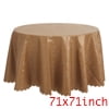 Unique Bargains Round Waterproof Vinyl Tablecloth, Wrinkle-Resistant Table Cover, Suitable Hibiscus Coffee 63x63inch