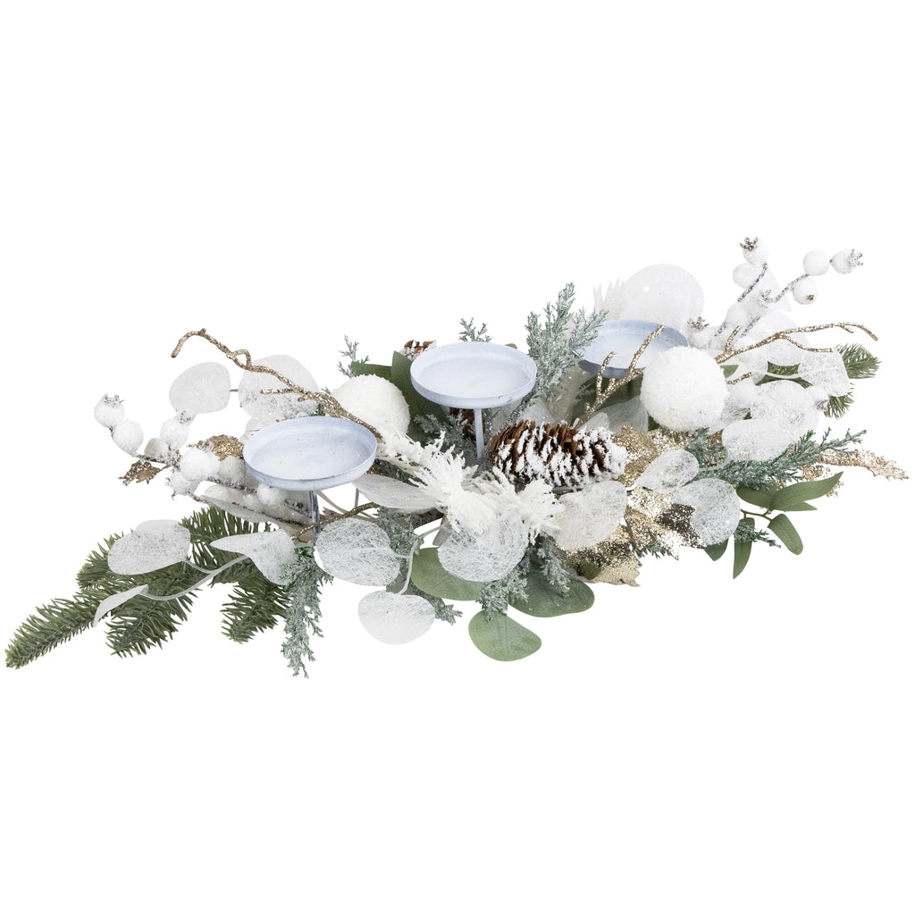 Northlight Mixed Winter Foliage and Berries Christmas Pillar Candle Holder - 24"
