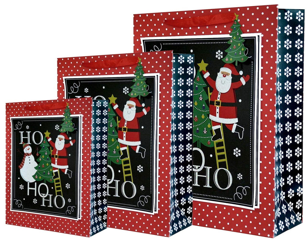 Christmas Gift Bags with Holiday Prints - Large Scale Holiday Design Packages - Easy Gift Storing & Wrapping for Christmas - Pack of 27
