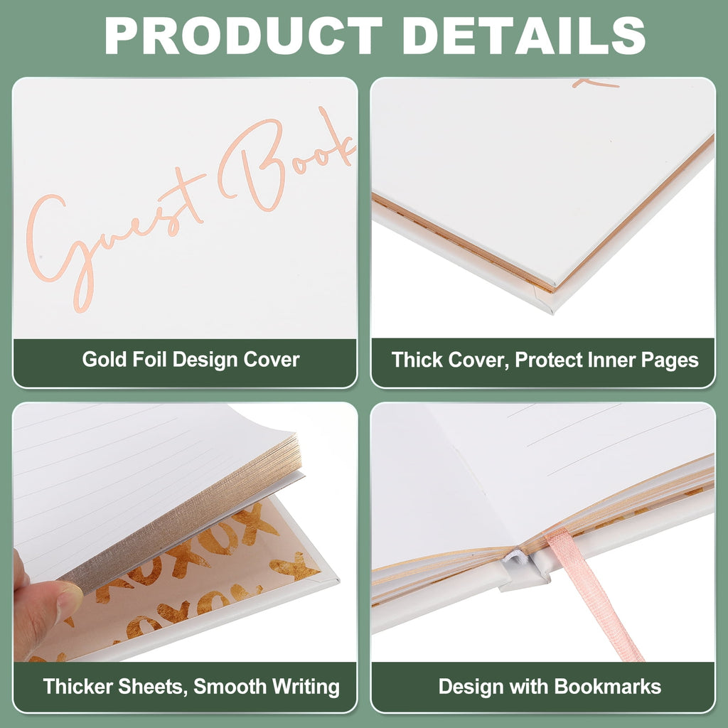 Uxcell Guest Book, 100 Pages Wedding Guest Sign in Book Reception Signature Book Party Decorations Supplies for Birthday Bridal Shower, Black