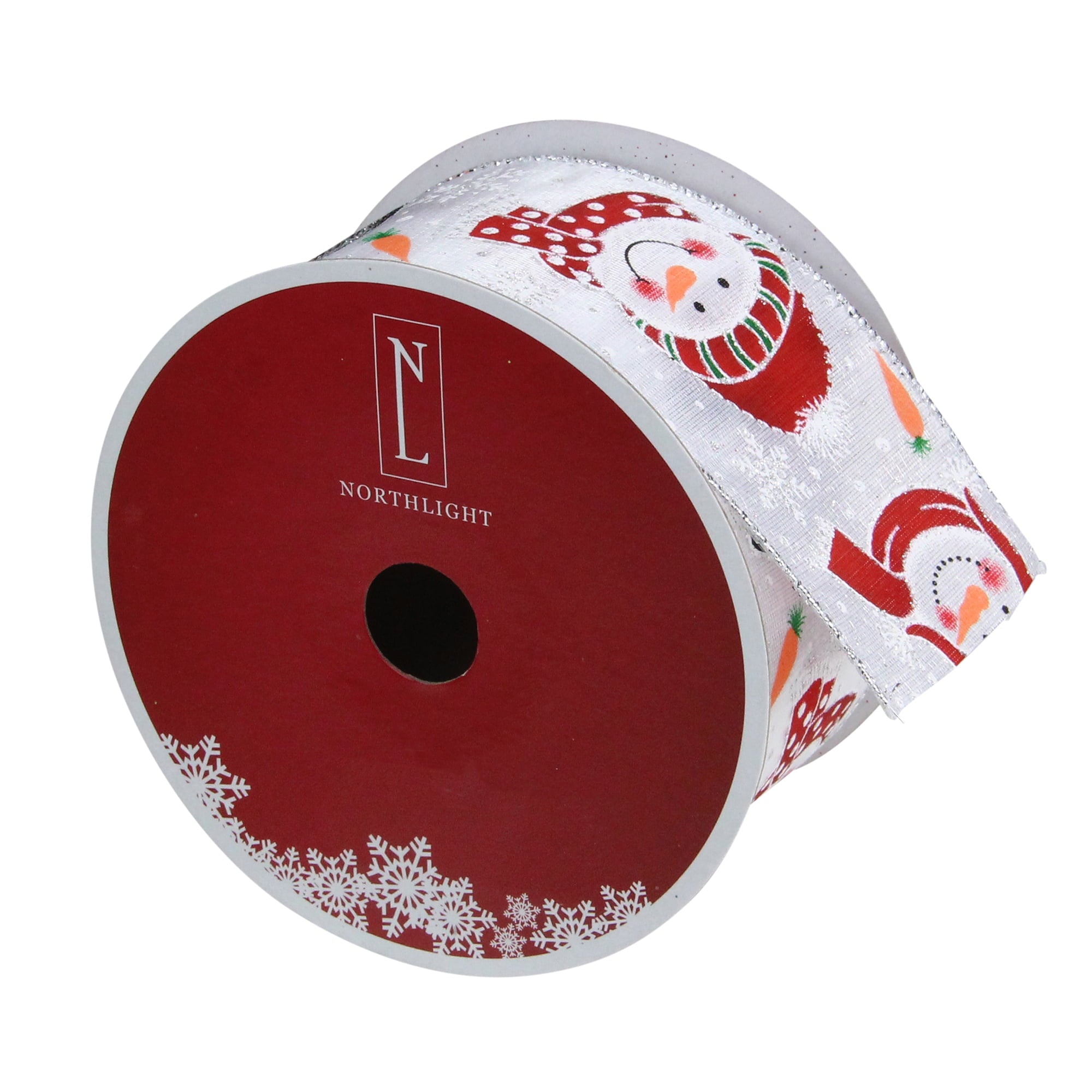 Northlight Red and White Snowman Christmas Wired Craft Ribbon 2.5" x 16 Yards