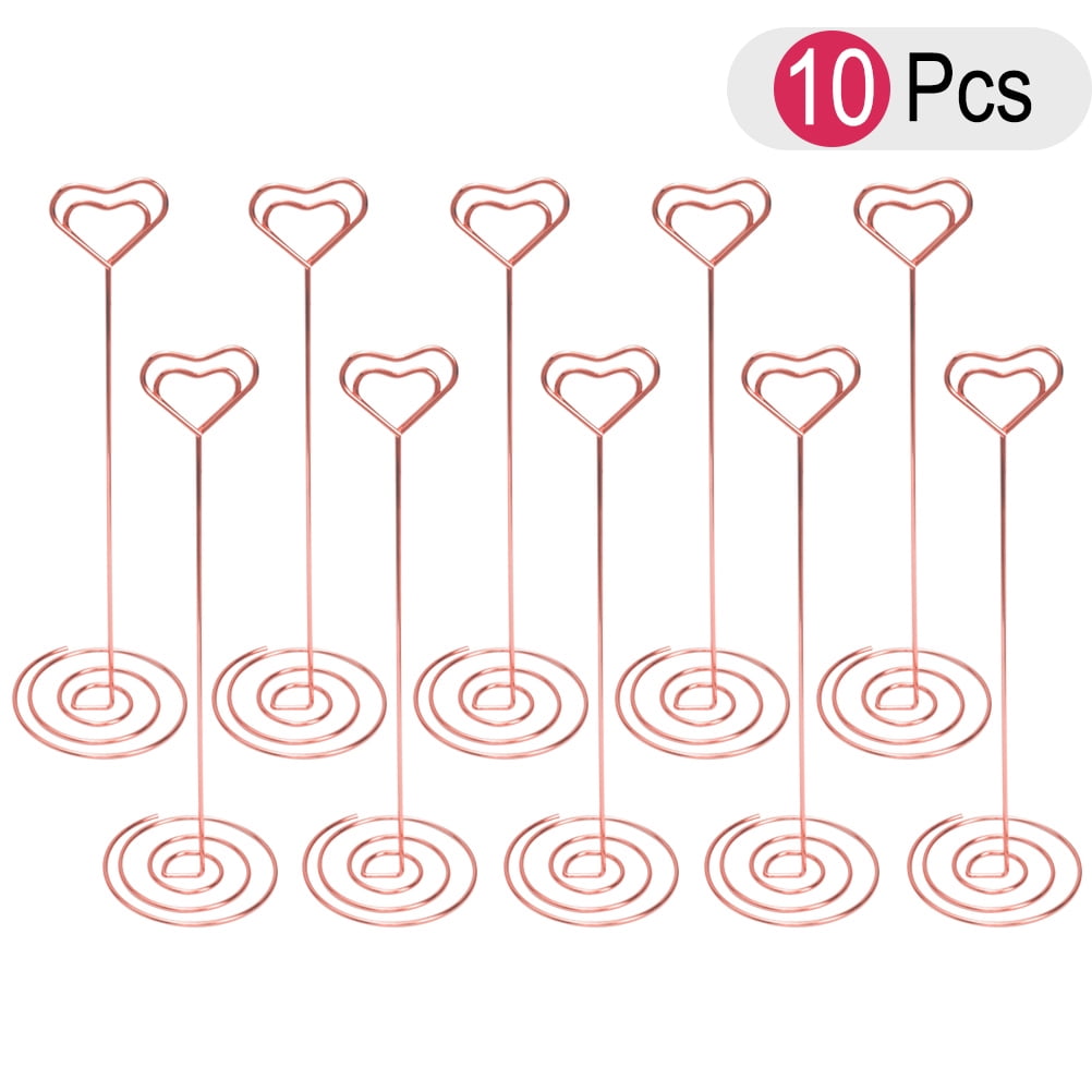 WHAMVOX 10Pcs Place Card Holders for Table Heart Shaped Stand Iron 2.8x2.8x8.7in