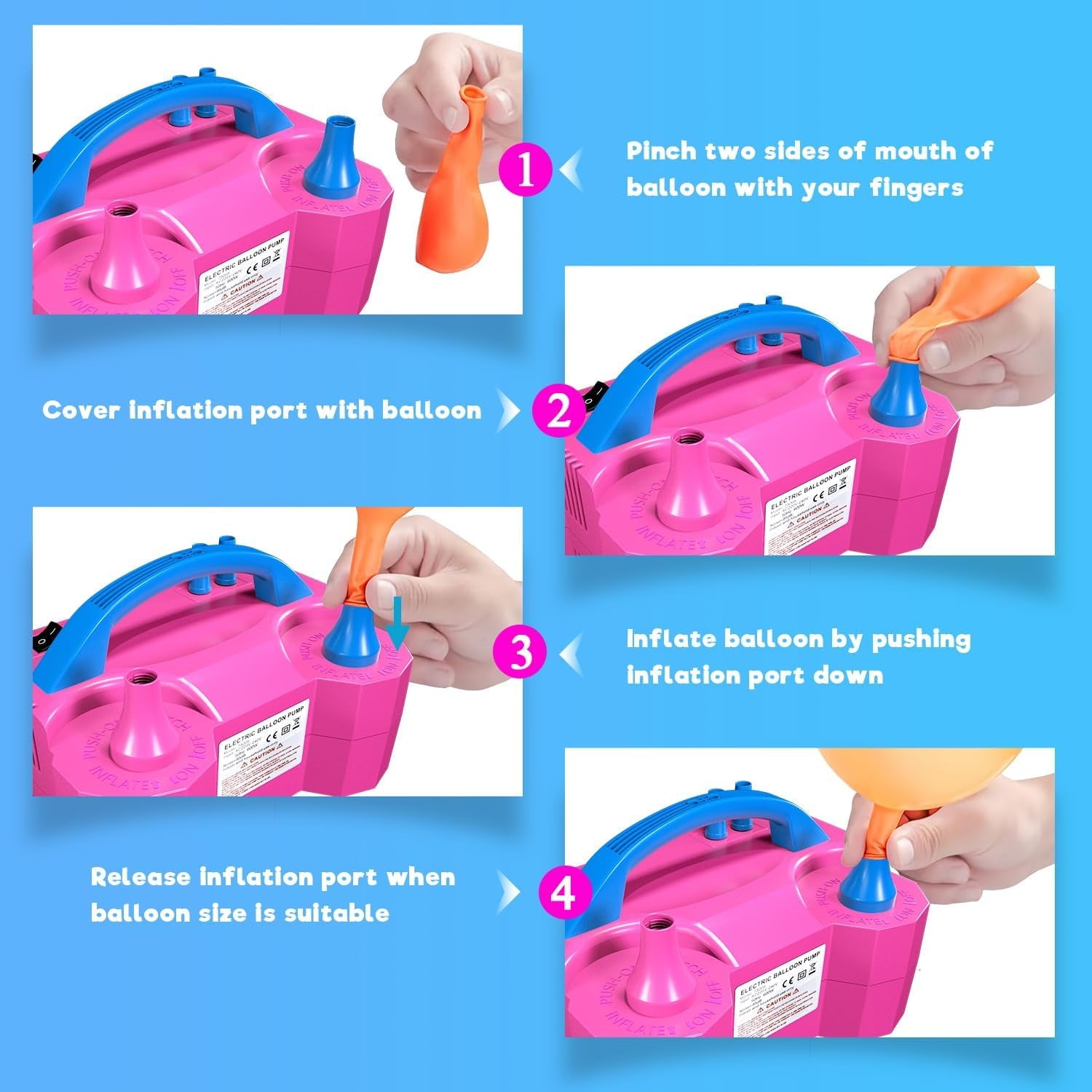 Balloon Pump, Balloon Pump Electric, Electric Balloon Pump at Home, Portable Air Blower with Dual Nozzle Balloon Air Pump for Decoration, Party and Save Time