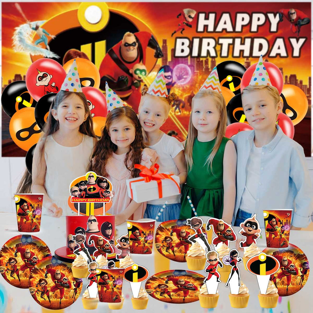 The Incredibles Birthday Party Supplies Balloons Plates Decoration Cake Topper Decor Tableware Banner Backdrop