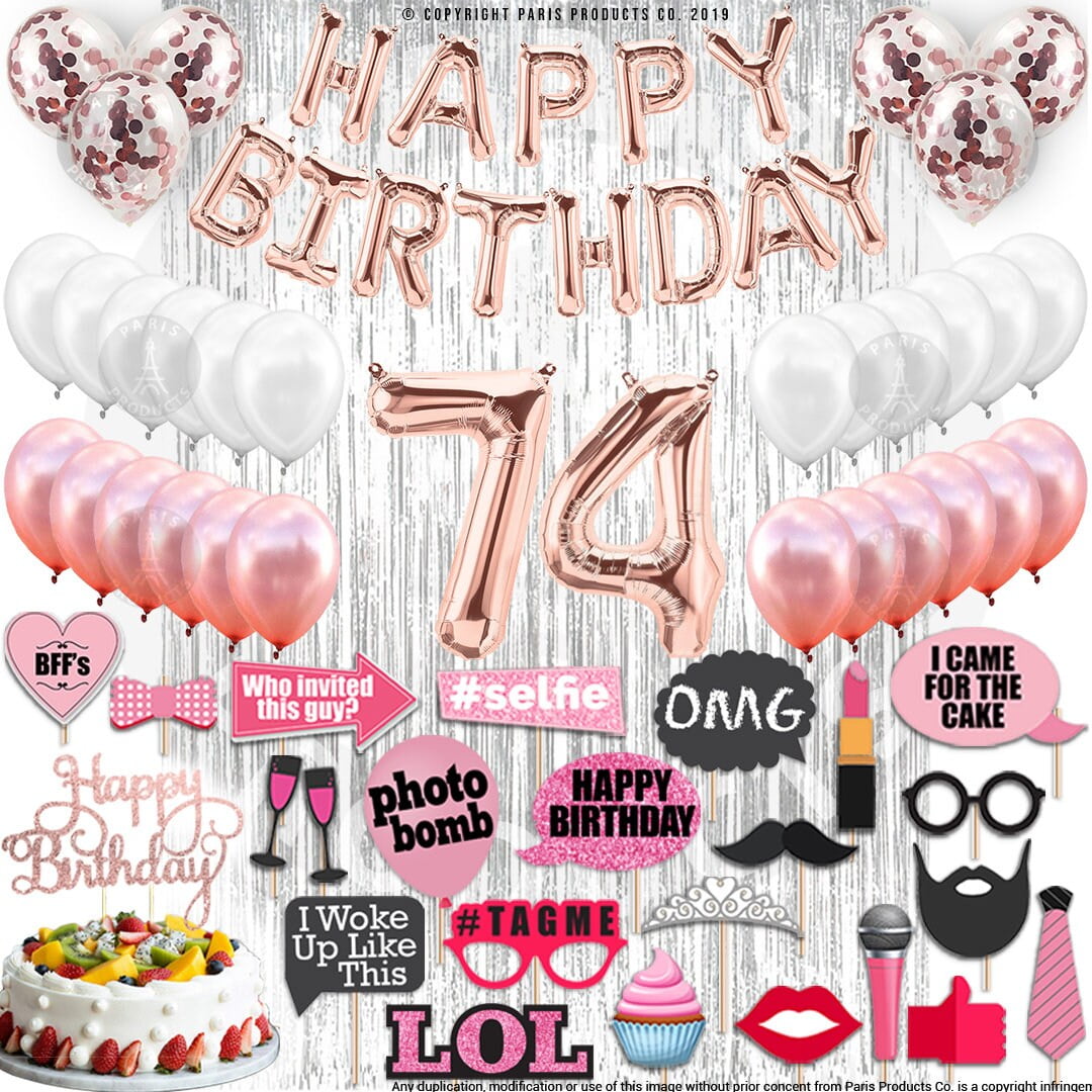 4th Birthday Decorations Party Supplies, Rose Gold 4Number Balloons 4th Foil Mylar Balloons Latex Balloon Decoration 4th Birthday Gifts