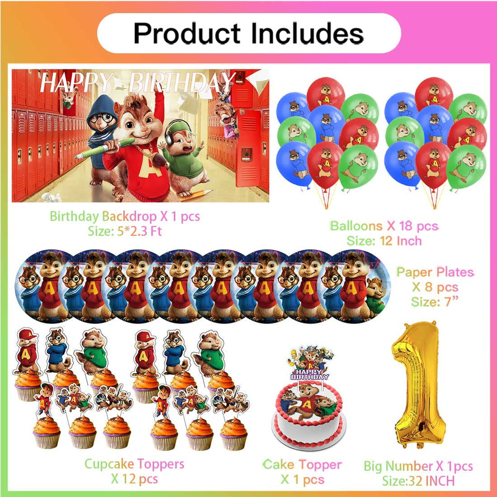 Alvin and The Chipmunks Balloons Party Supplies 1st Decor Tableware Birthday Cake Topper Decorations Banner Backdrop