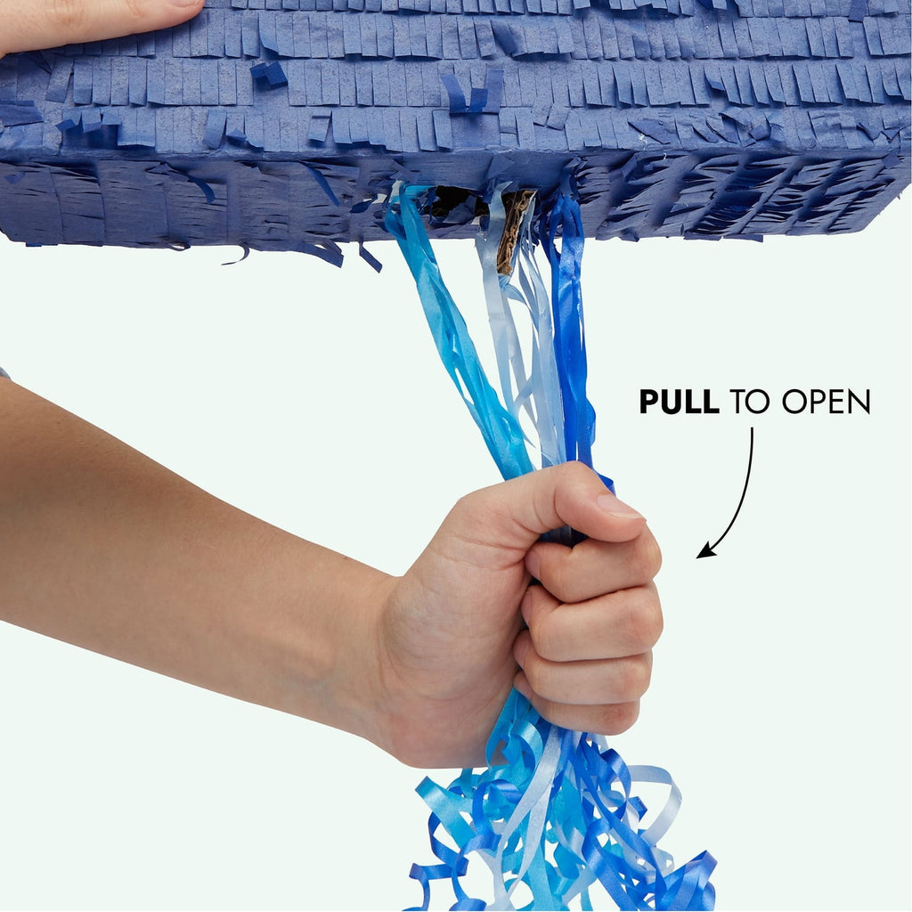 BLUE PANDA Ombre Blue Number 7 Pull String Pinata, Party Game for Kids Ages 3-14, Fillable Hanging Decoration for Birthday Decorations, Holds Candy, Toys & Confetti (16.5 x 11.35 In)