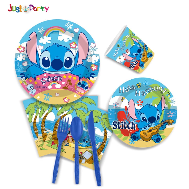 STITCH 82/92 PCS Party Supplies, Party Tableware, Disposable Paper Plates- Napkins-Forks Dinnerware Set