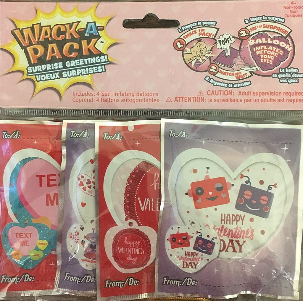 8 Wack-A-Pack Valentine's Day Balloons - Smack to Inflate - Surprise Greeting