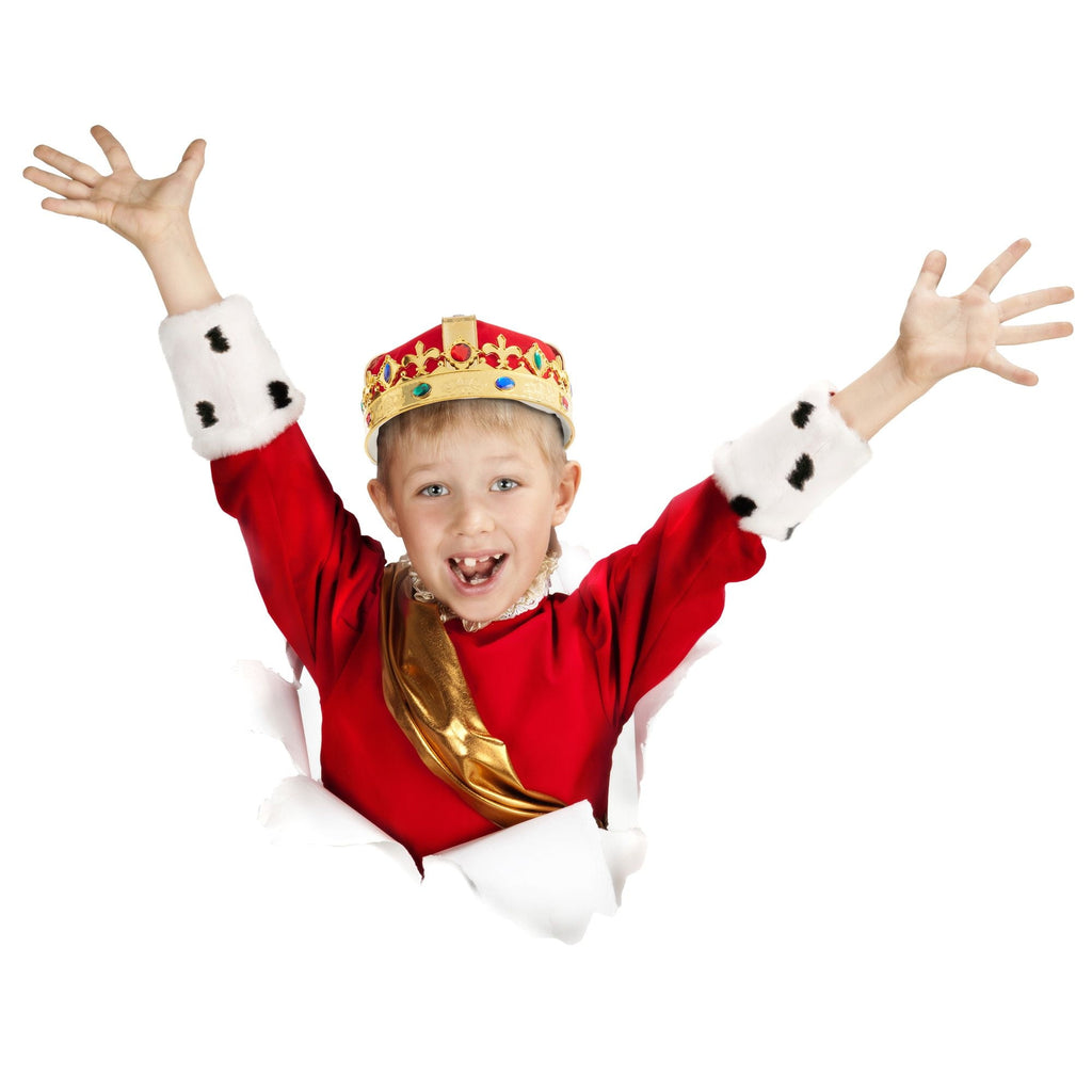 4-Pieces King and Queen Crowns Set for Kids - Gold Crowns and Tiara for Royal Theme Birthday Party Costume Accessories and Photo Booth Props