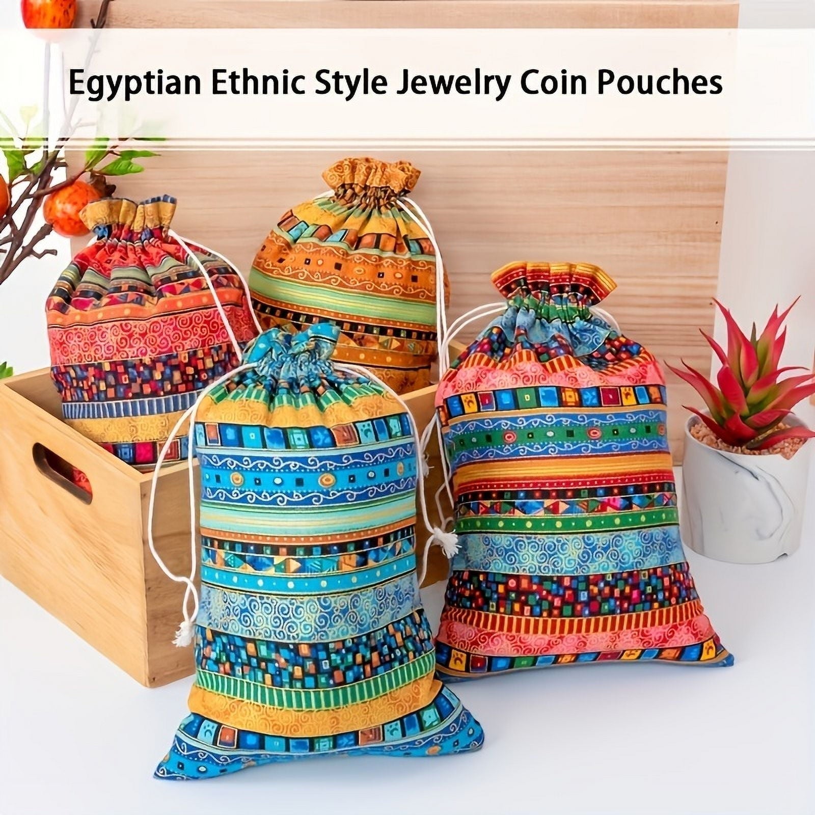 20/40/80Pcs Egyptian Ethnic Style Linen Burlap Bag, Gift Bags Breathable Jewelry Pouches with Drawstring Packing Storage Jute Sacks Jewelry Gift Candy Storage Bag, Multi-color