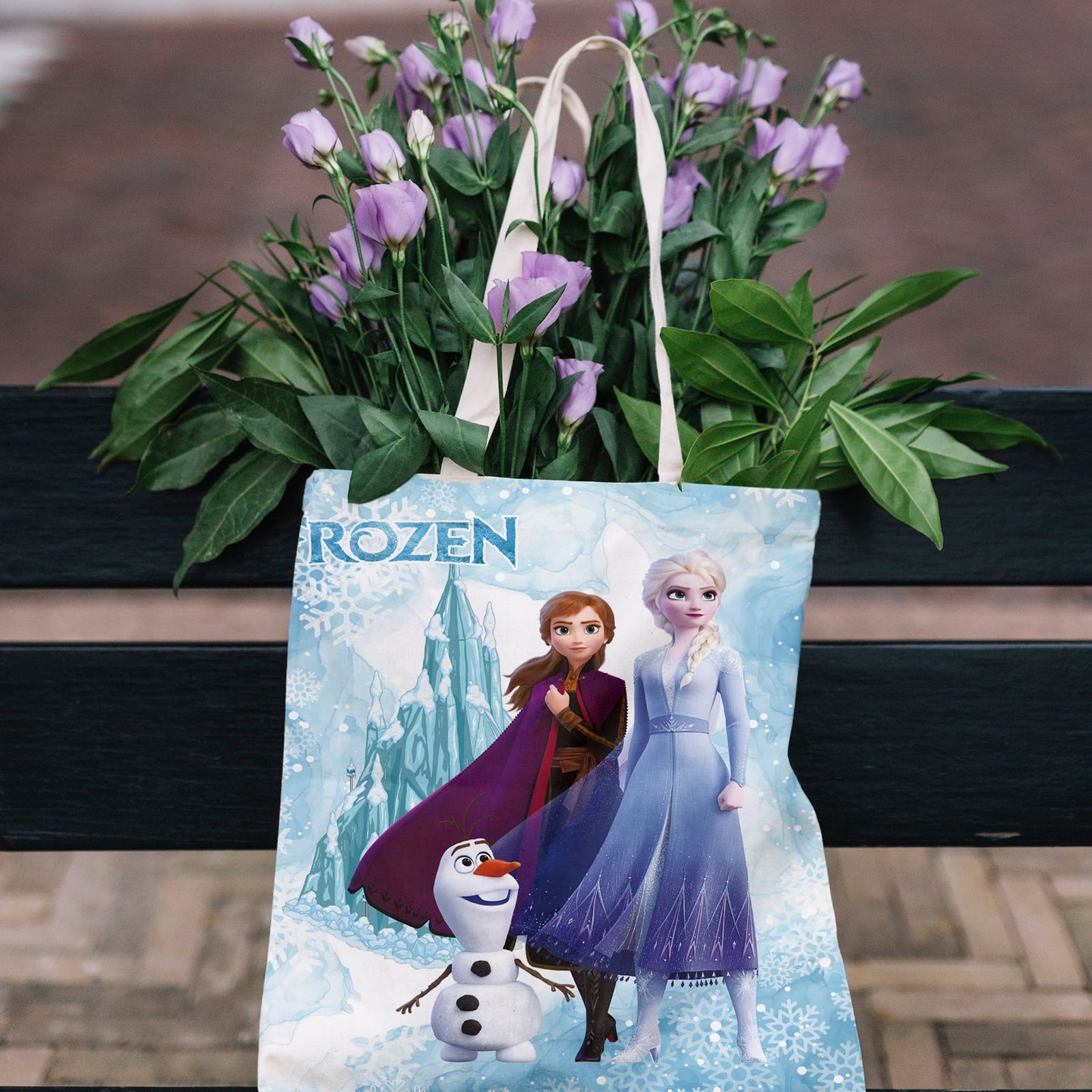 6 Pcs Winter Frozen Party Favor Canvas Tote Bags Reusable Canvas Bags Winter Frozen Gift Tote Bags Goodie Treat Candy Canvas Bags for Winter Frozen Themed Party Kids Birthday Party Baby Shower