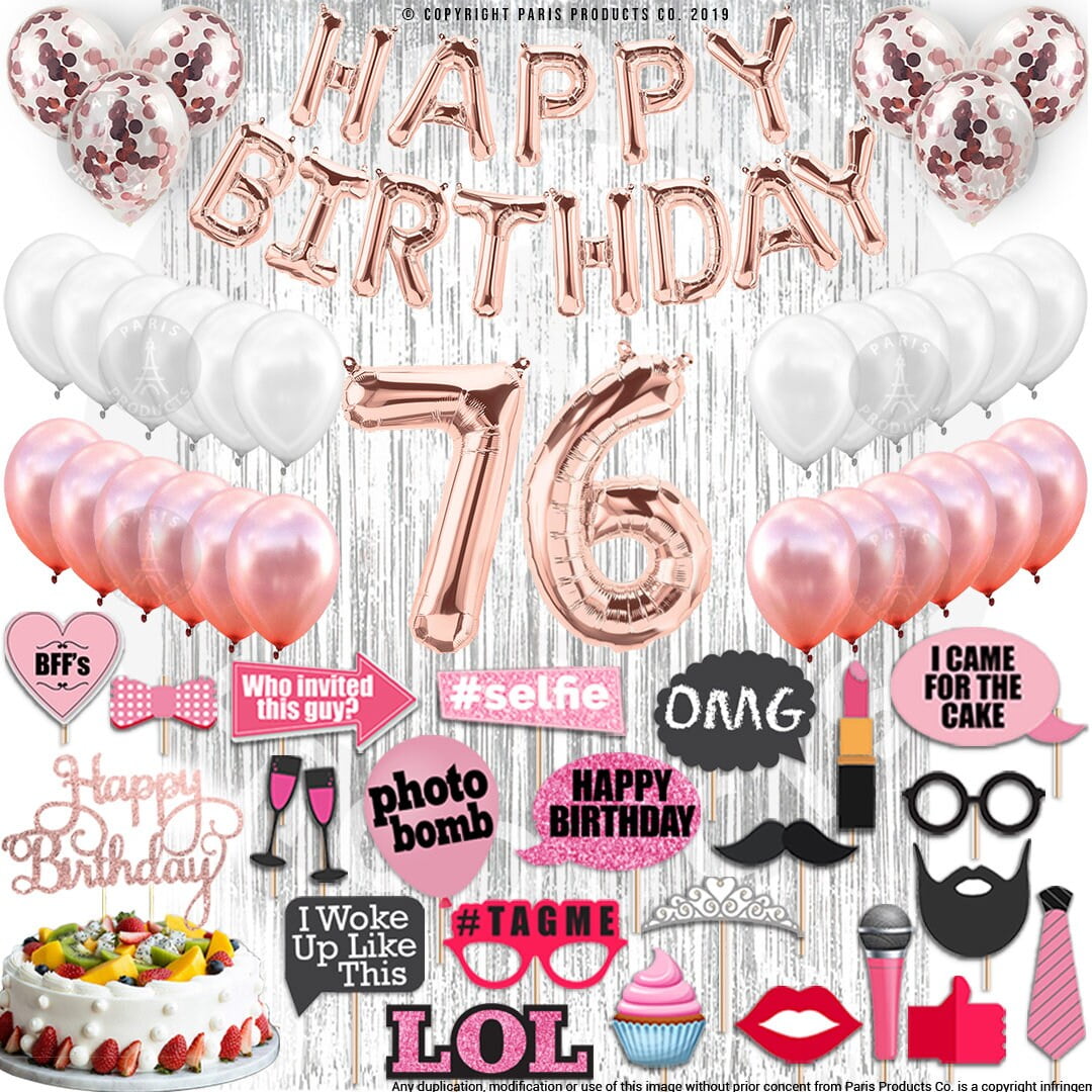 4th Birthday Decorations Party Supplies, Rose Gold 4Number Balloons 4th Foil Mylar Balloons Latex Balloon Decoration 4th Birthday Gifts
