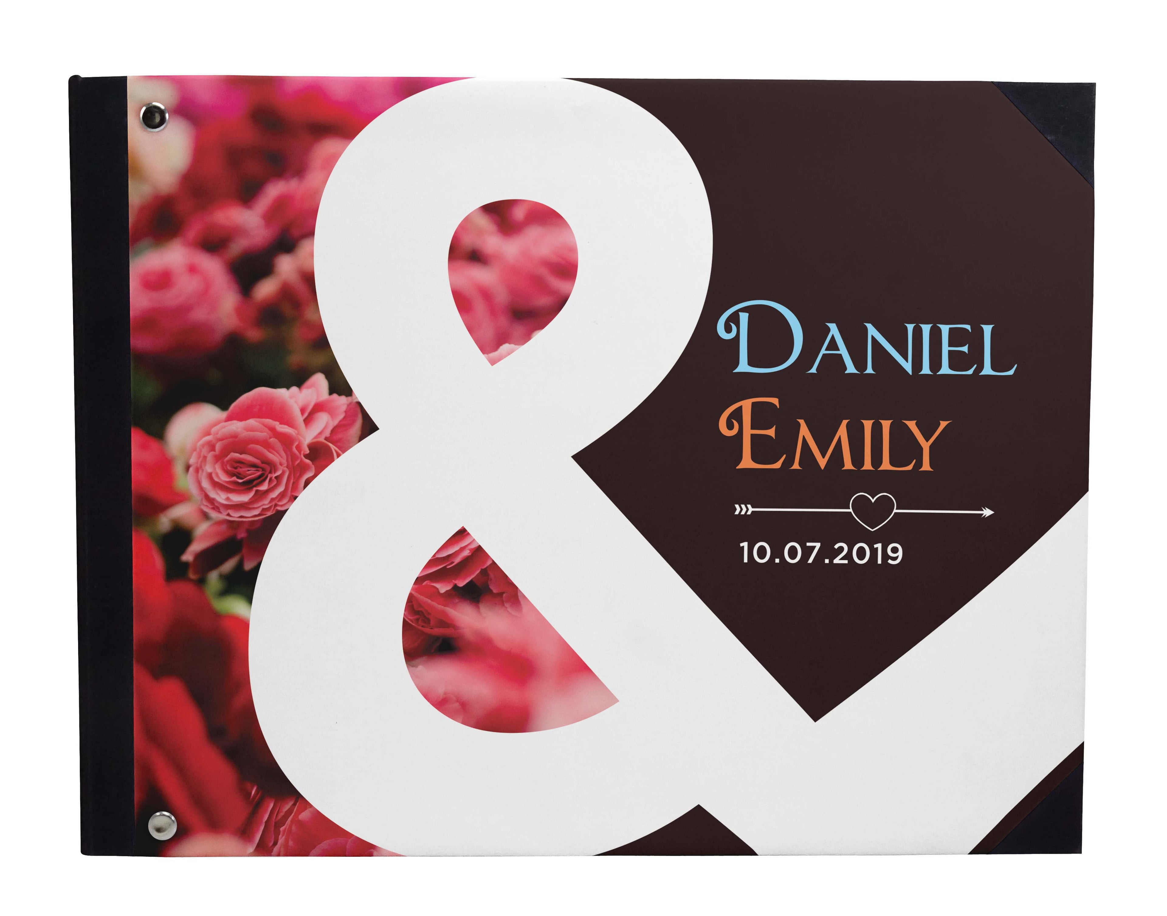 Darling Souvenir White Geometric Wedding Guest Book Hardbound Guest Sign-In Book Guest Registry Guestbook-9 x 12 Inches