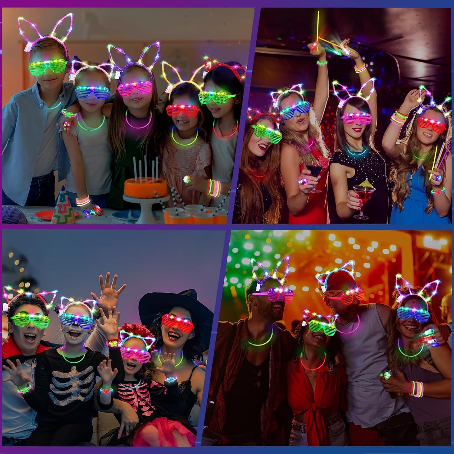 242PCS Glow in the Dark Party Supplies, Light Up Glasses, Headband, Rings, 100 Glow Sticks Bulk Party Pack for Neon Party, Wedding, Birthday, Concert, New Year, Carnivals, Raves