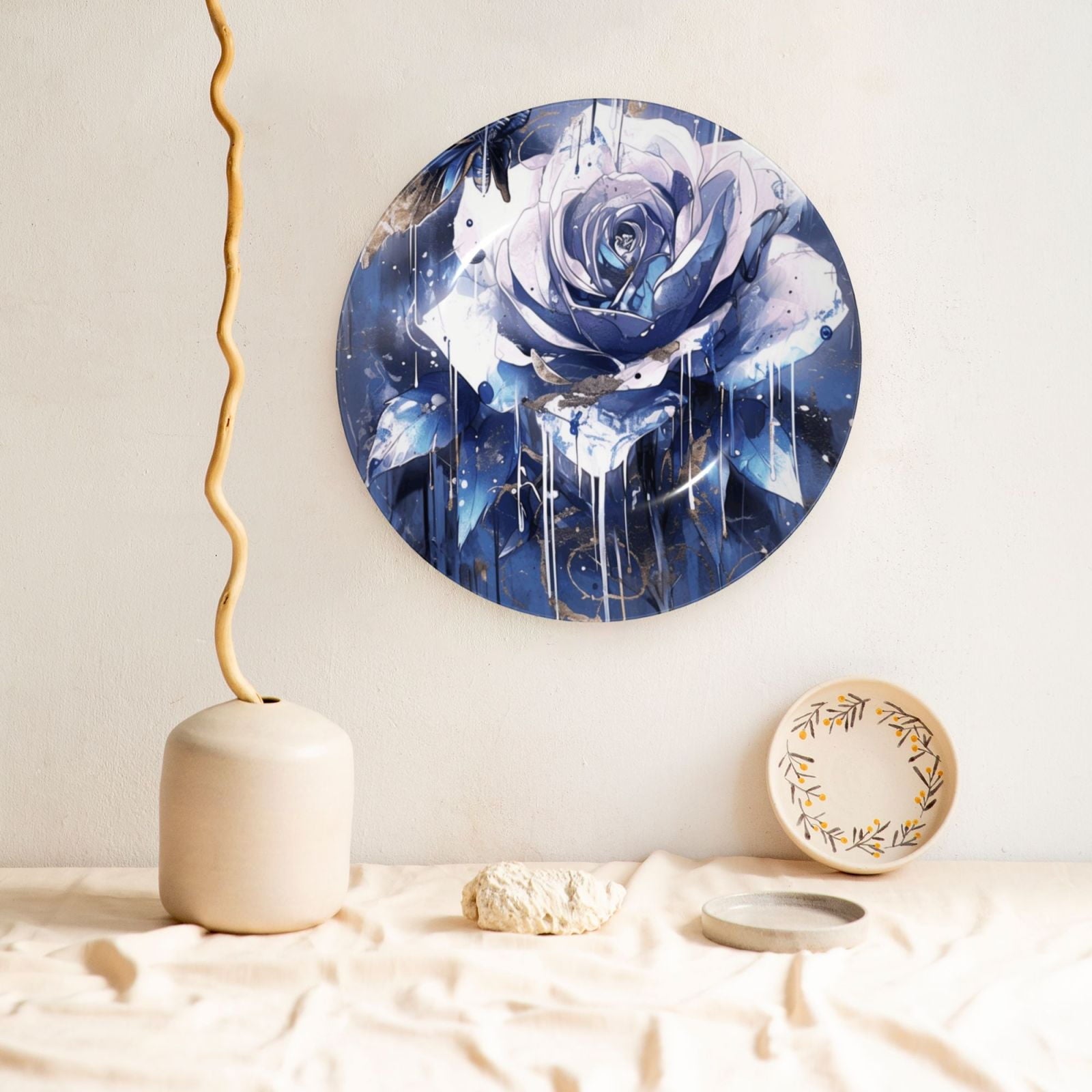 Decorative Plates – Bone China Wall & Table Decor - Skull Flower Rose Floral Butterfly Spooky Gothic - 6in