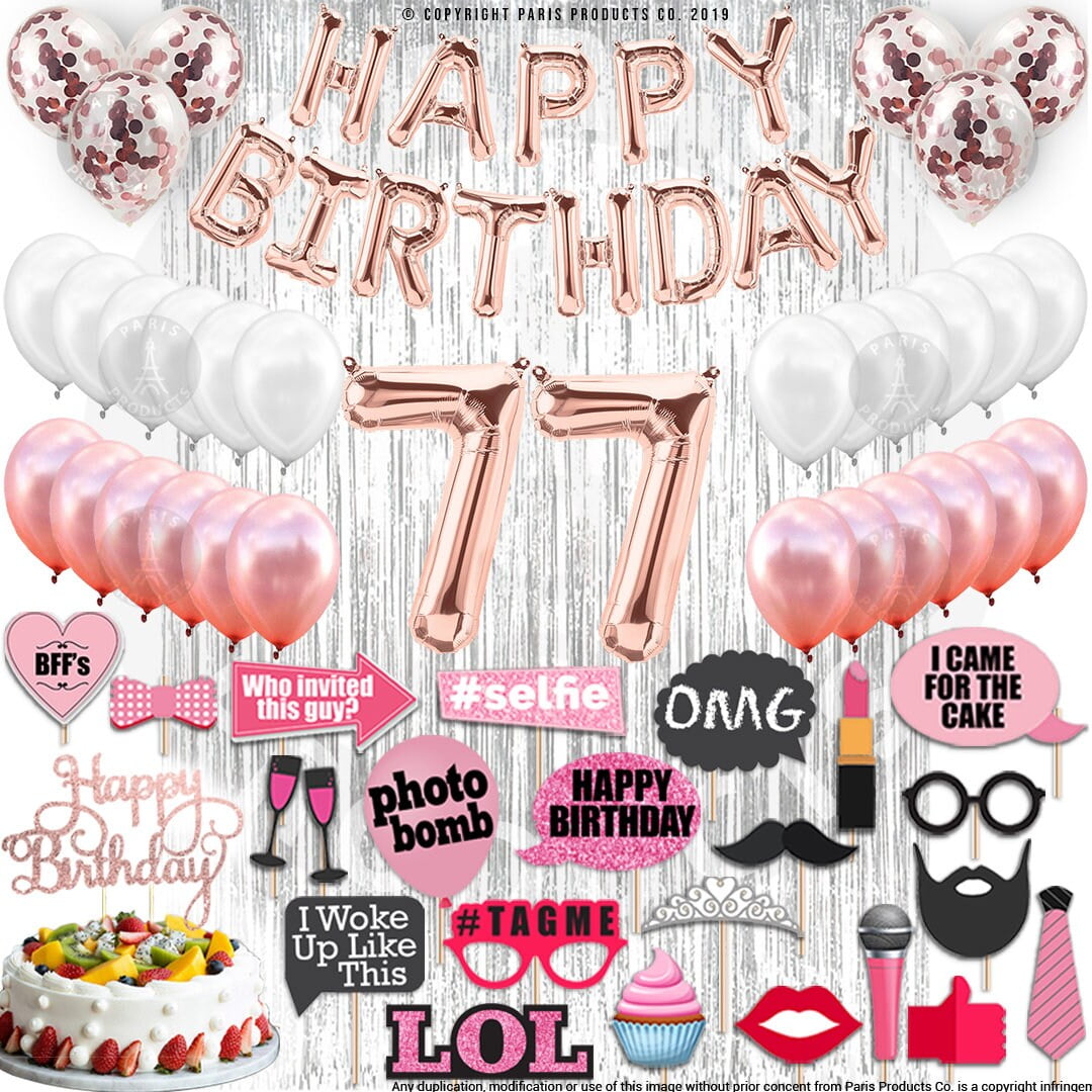 4th Birthday Decorations Party Supplies, Rose Gold 4Number Balloons 4th Foil Mylar Balloons Latex Balloon Decoration 4th Birthday Gifts