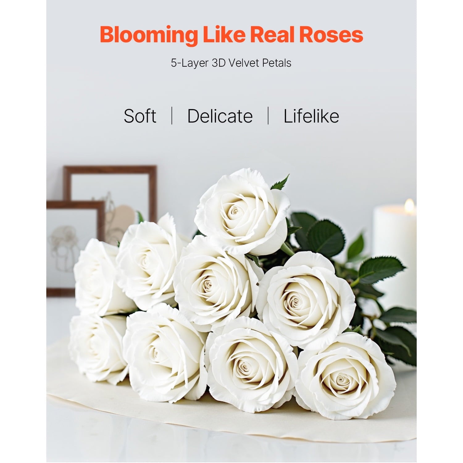 KFFKFF Synthetic Blooms, Set of 120 Lifelike White Foam Imitation Roses, White Imitation Bridal Shower with Stalks for Homemade Wedding Posies, Household Centerpiece Designs