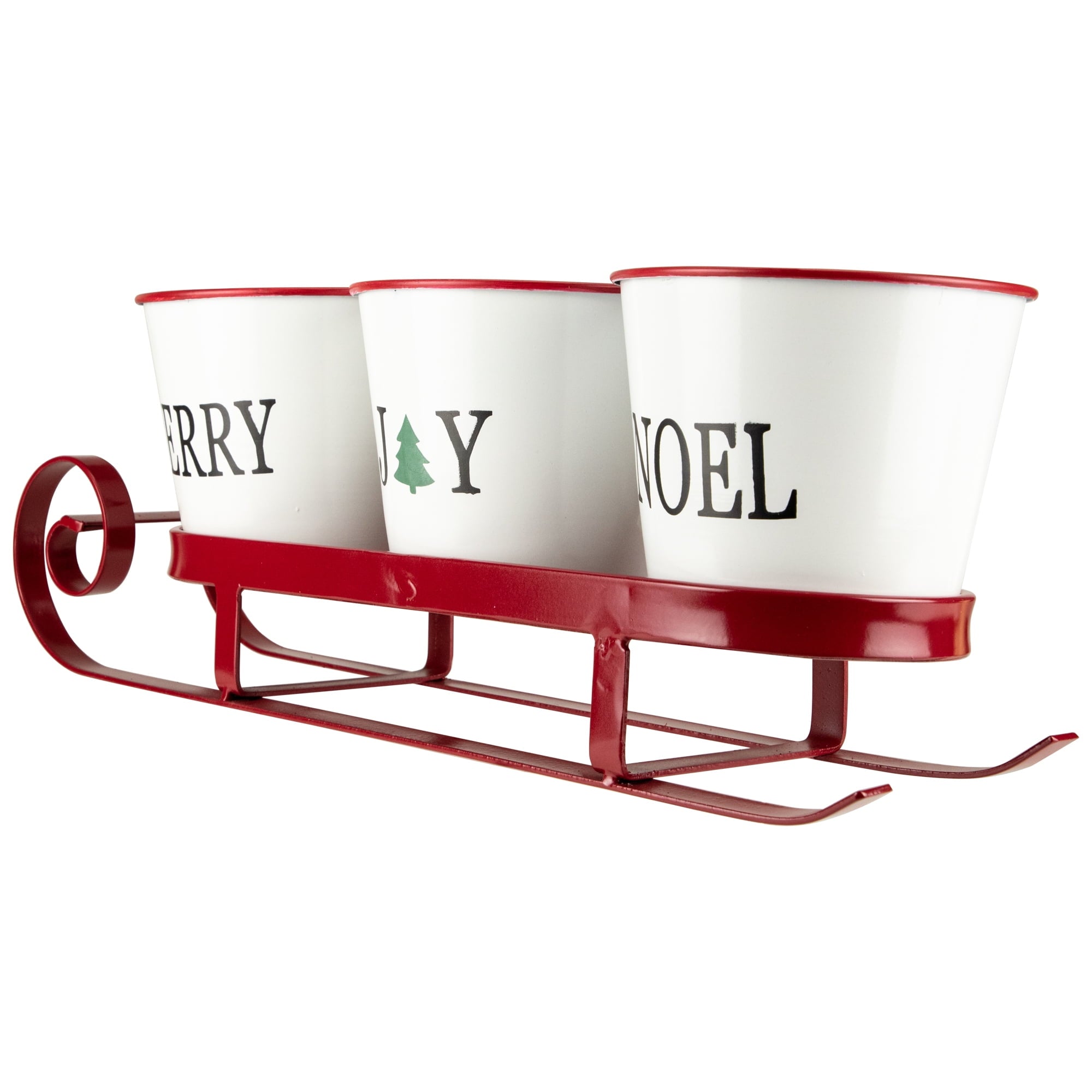 Northlight Sleigh with "Noel", "Joy" and "Merry" Buckets Christmas Centerpiece - 18.75" - Red