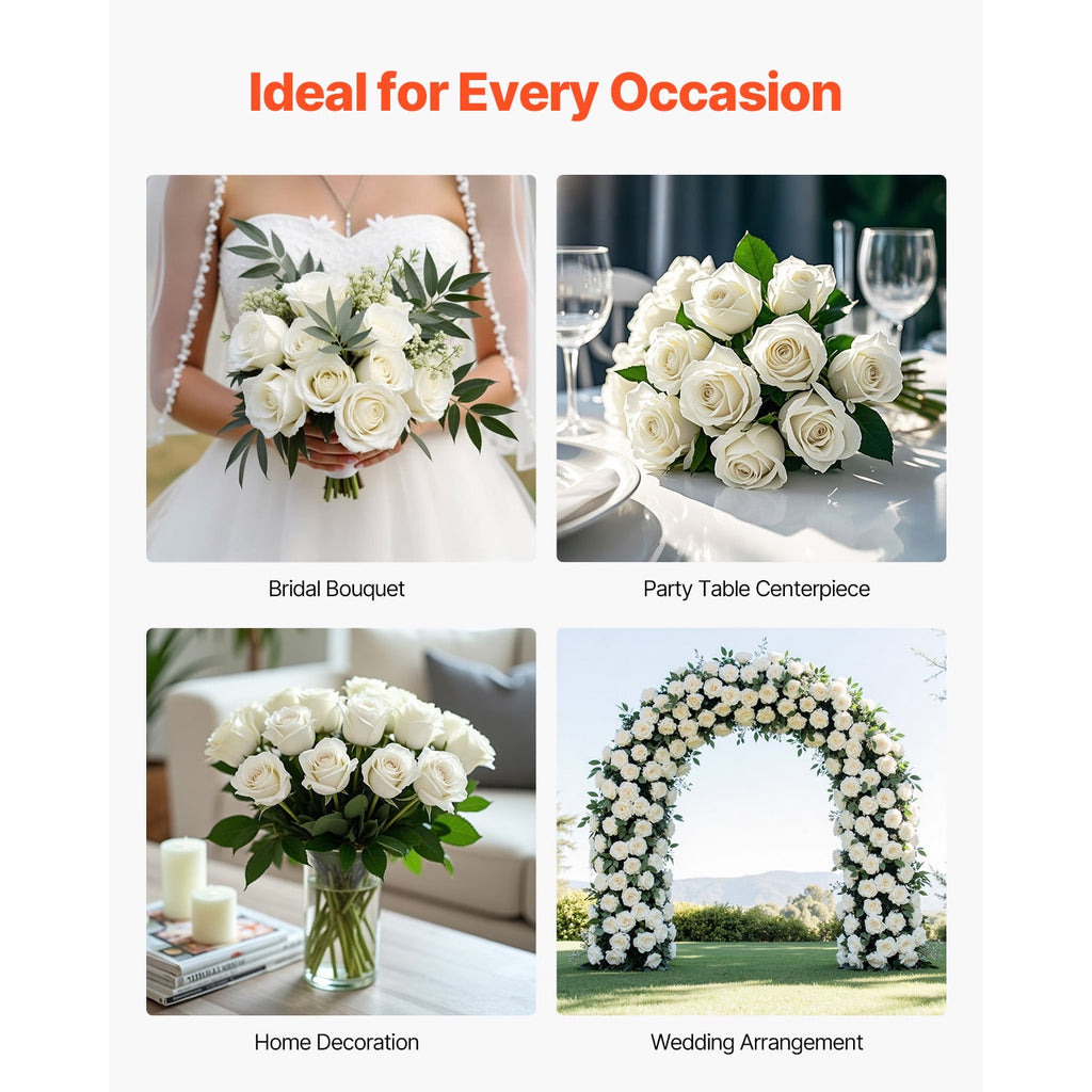 KFFKFF Synthetic Blooms, Set of 120 Lifelike White Foam Imitation Roses, White Imitation Bridal Shower with Stalks for Homemade Wedding Posies, Household Centerpiece Designs