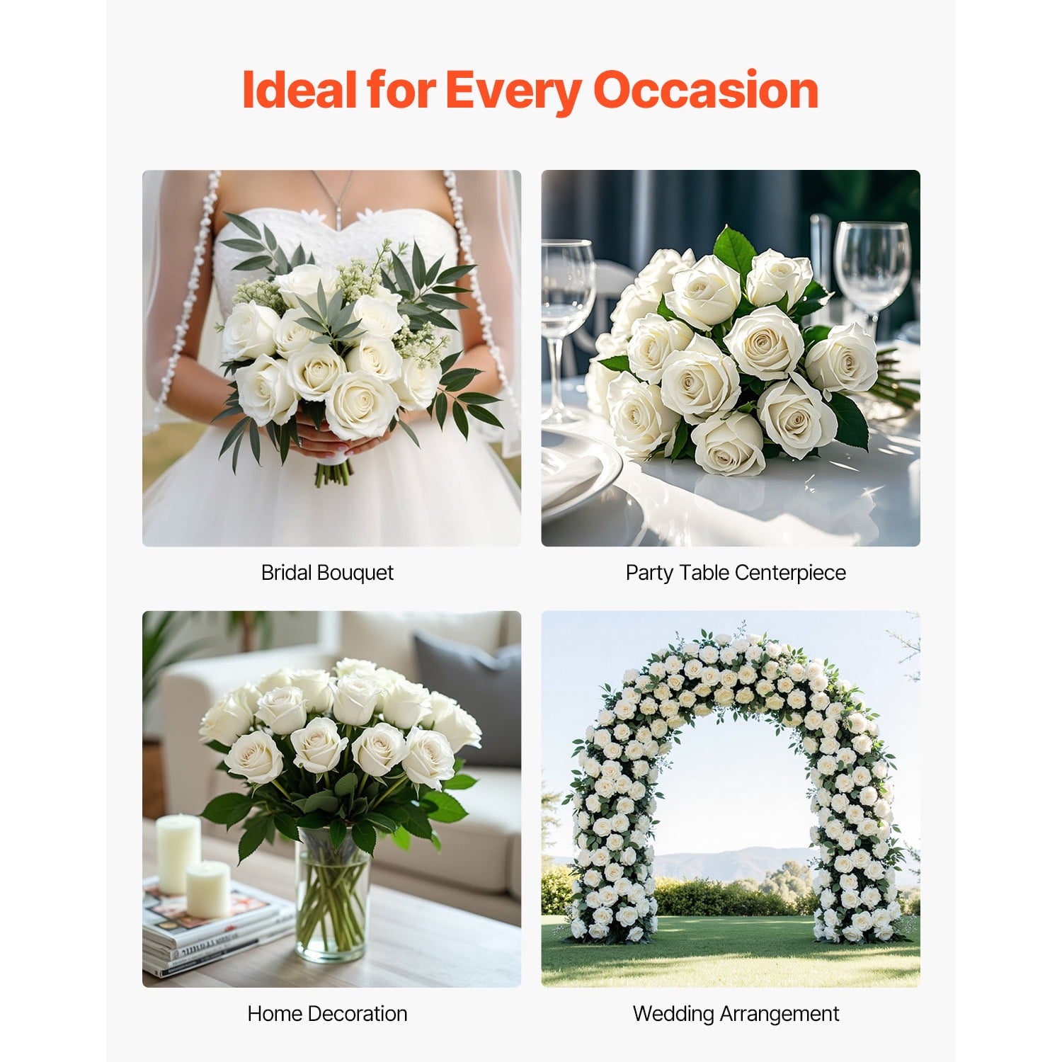 KFFKFF Synthetic Blooms, Set of 120 Lifelike White Foam Imitation Roses, White Imitation Bridal Shower with Stalks for Homemade Wedding Posies, Household Centerpiece Designs