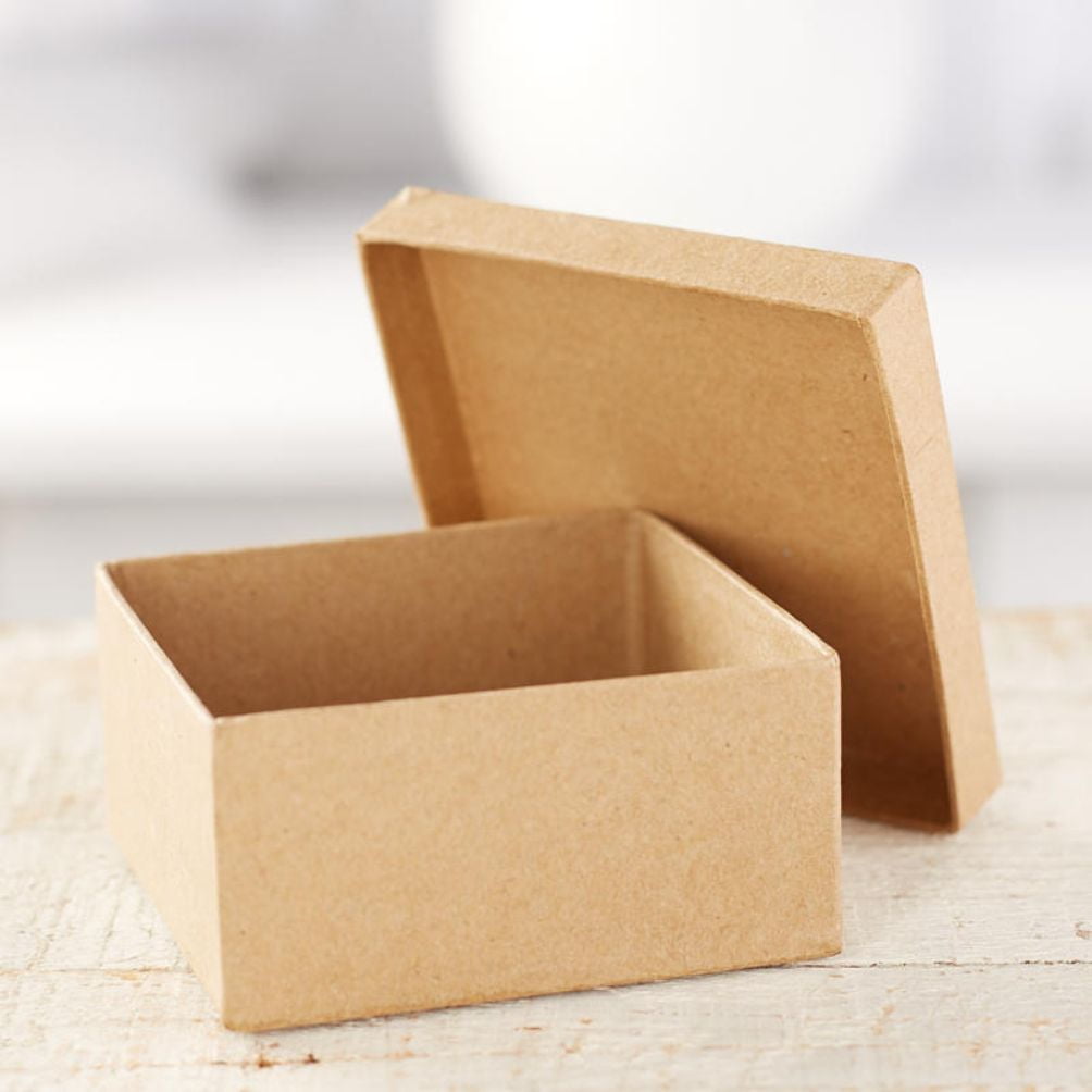 12pc Kraft Paper Mache Square Boxes - for Gifts and Favors - Factory Direct Craft