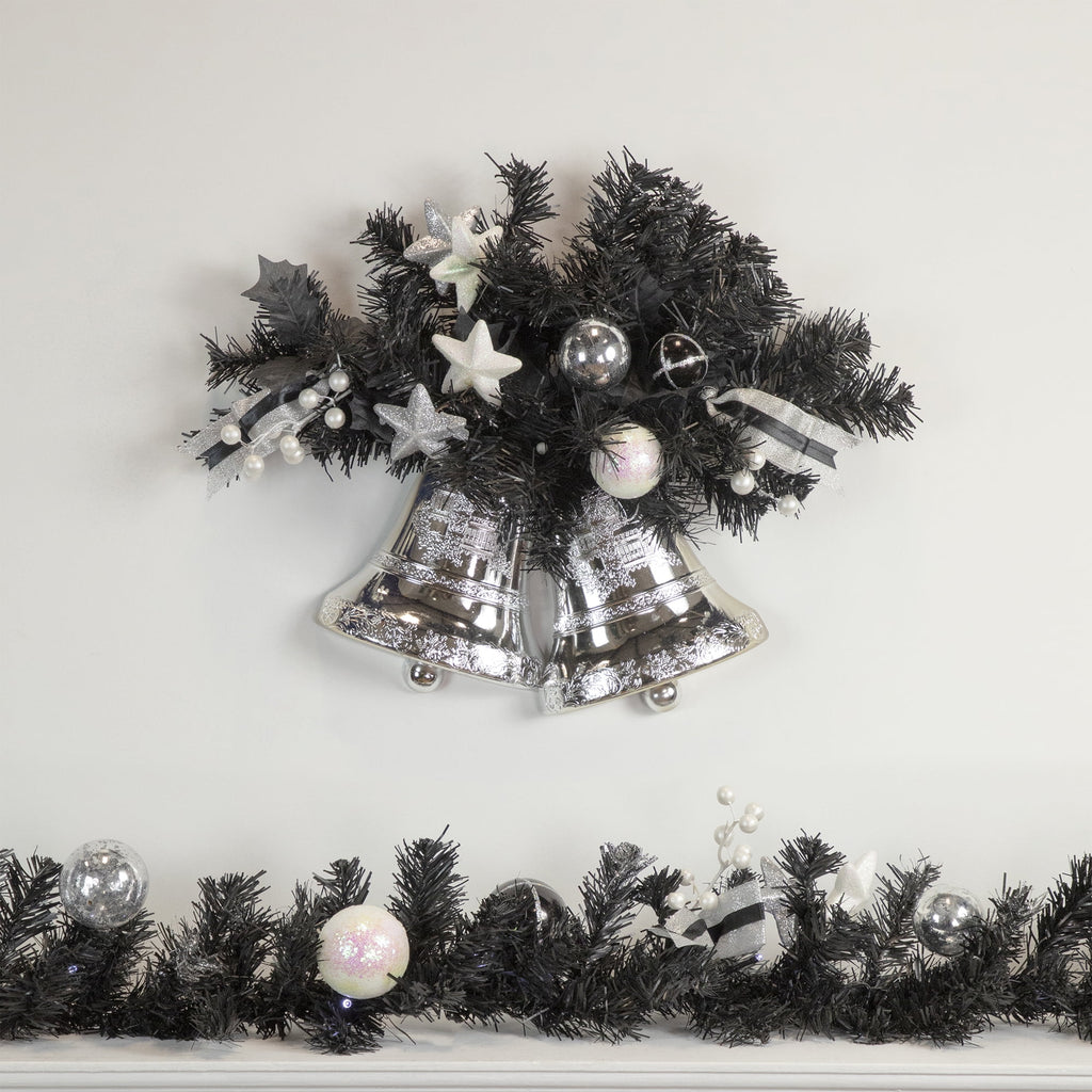 Northlight Pre-Lit Battery Operated Black Pine Artificial Christmas Garland -  6' x 10" - Cool White