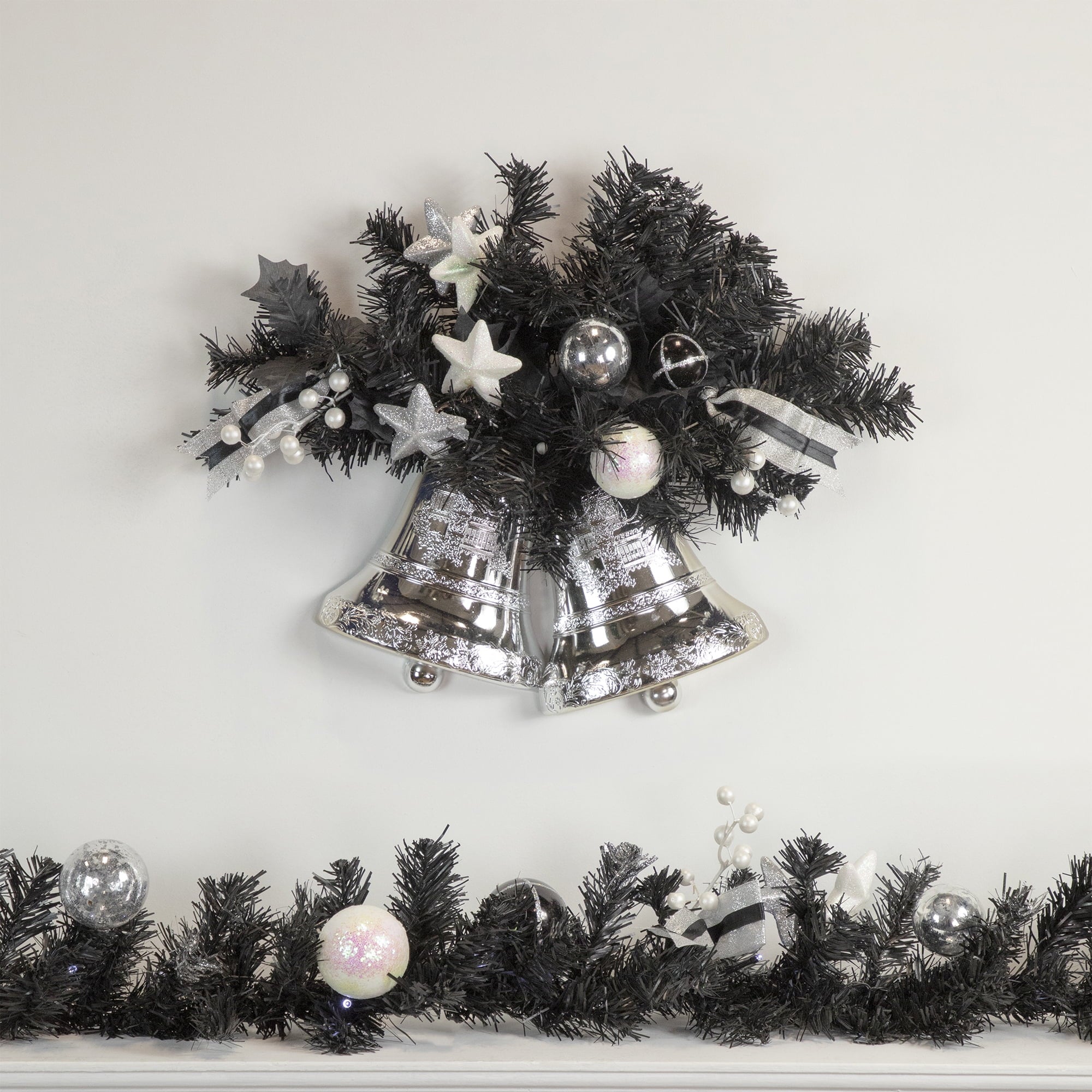 Northlight Pre-Lit Battery Operated Black Pine Artificial Christmas Garland -  6' x 10" - Cool White