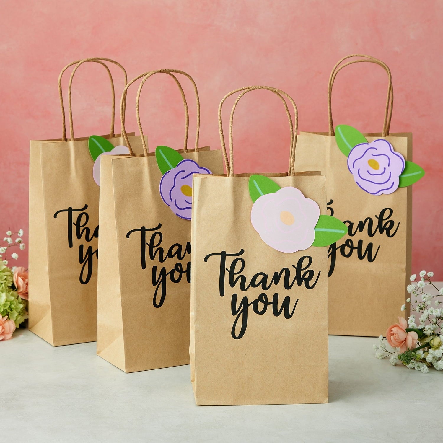 100-Pack Small Thank You Gift Bags with Handles, Brown Kraft Paper Bulk Bags for Weddings, Birthday Party Favors, Gift Wrapping, Retail Small Businesses (9x5.3x3 in)