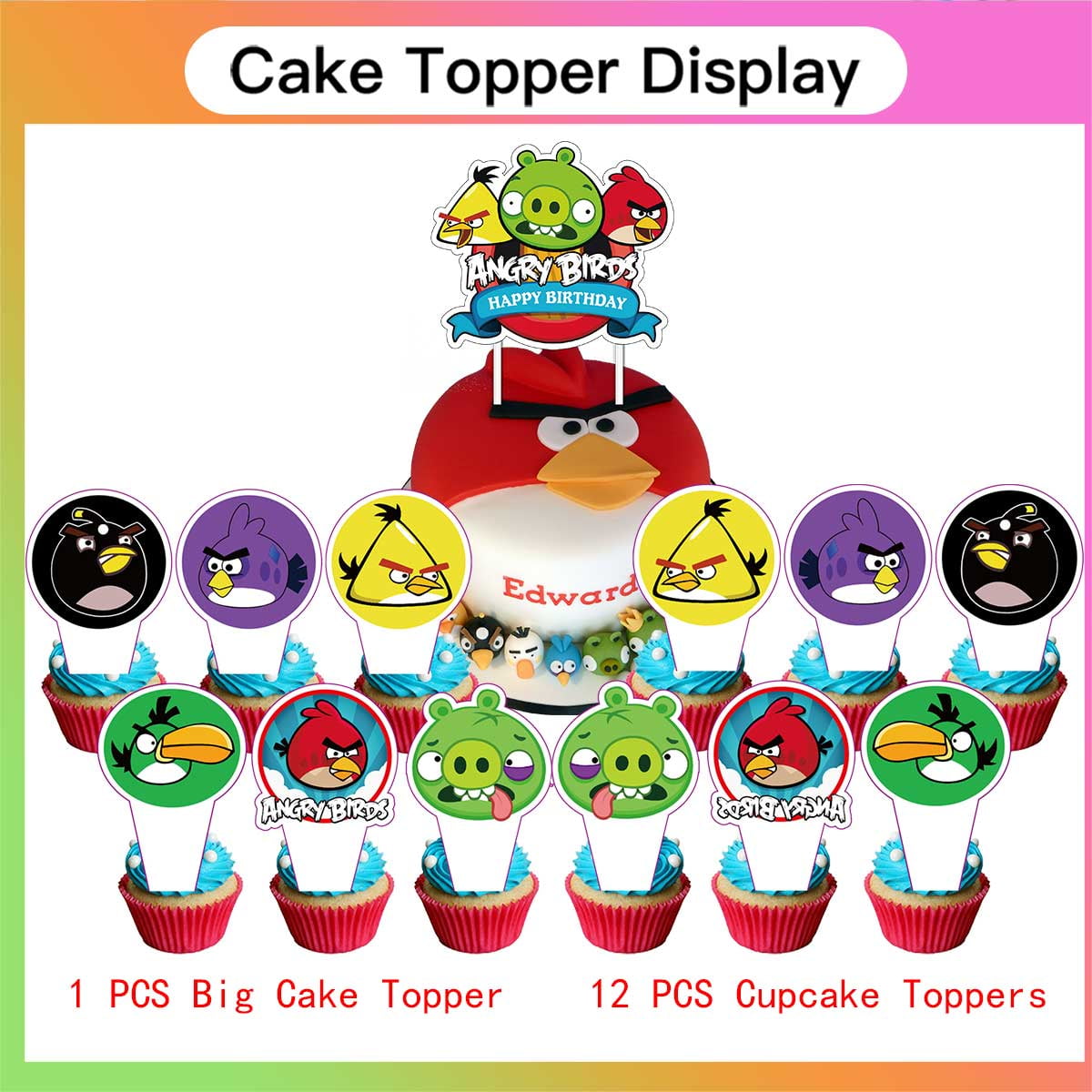 Angry Birds Plates Balloons Party Supplies Decor Backdrop Cake Topper Banner Decorations Tableware