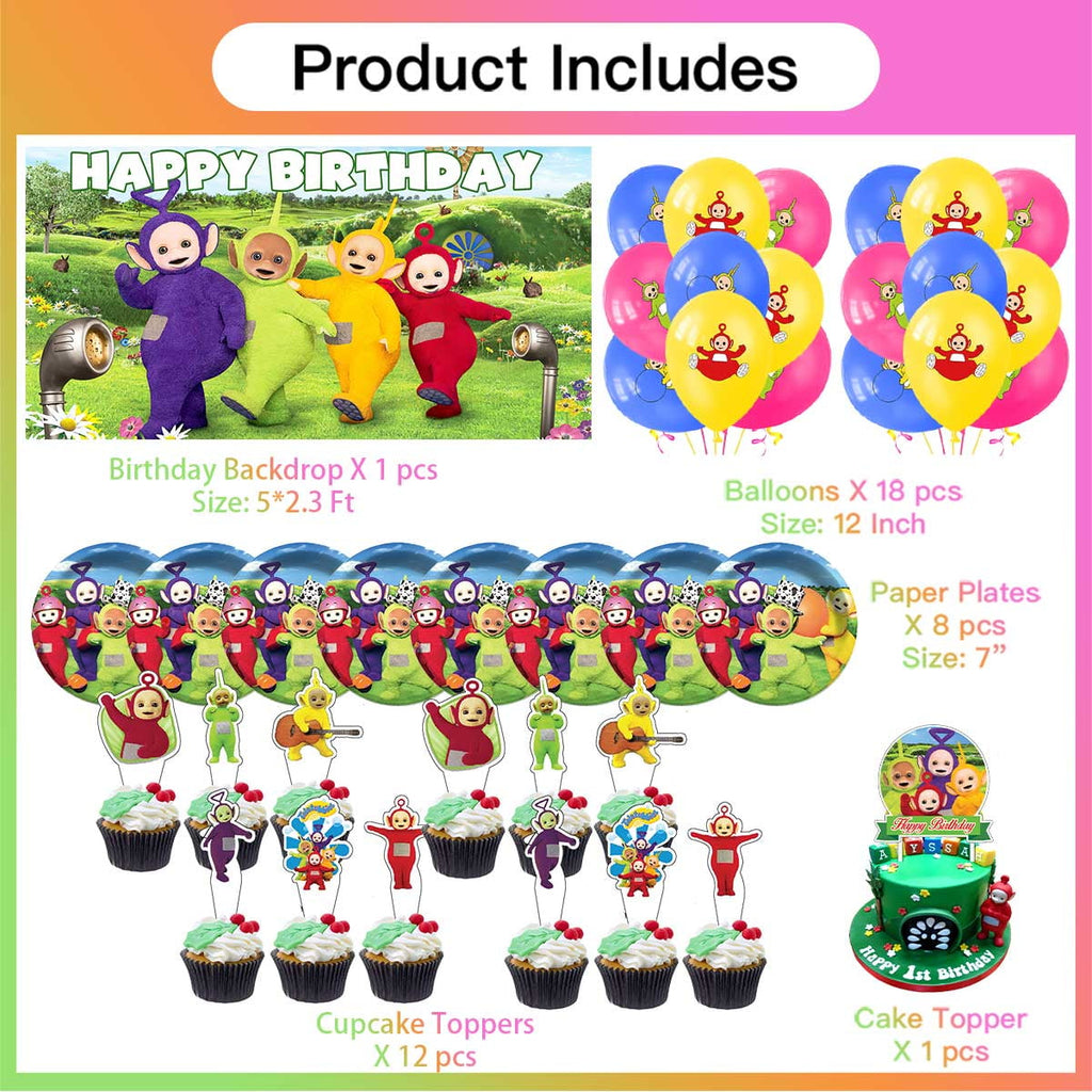 Teletubbies Birthday Party Supplies Balloons Paper Plates Decoration Cake Topper Decor Tableware Banner Backdrop
