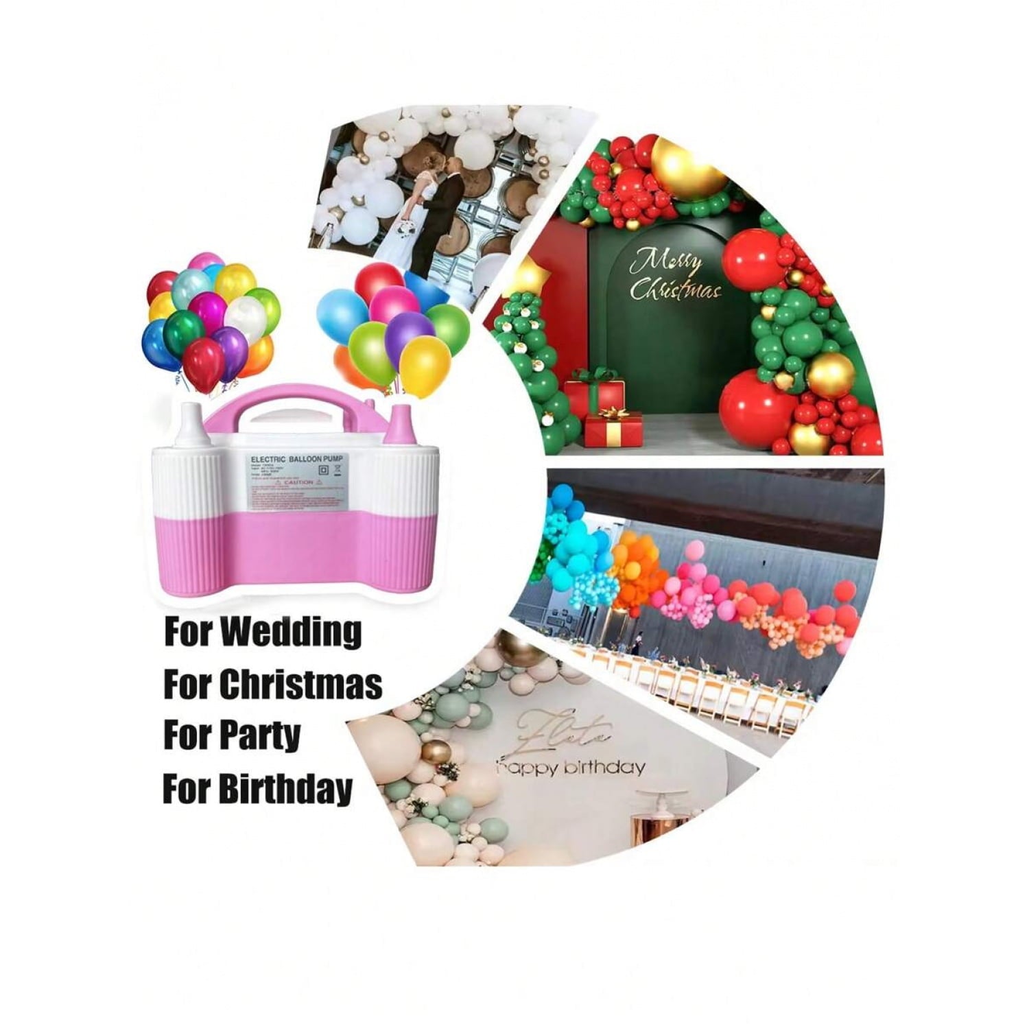 Electric Air Balloon Pump, Portable Dual Nozzle Electric Balloon Inflator For Birthday Wedding Party Decoration