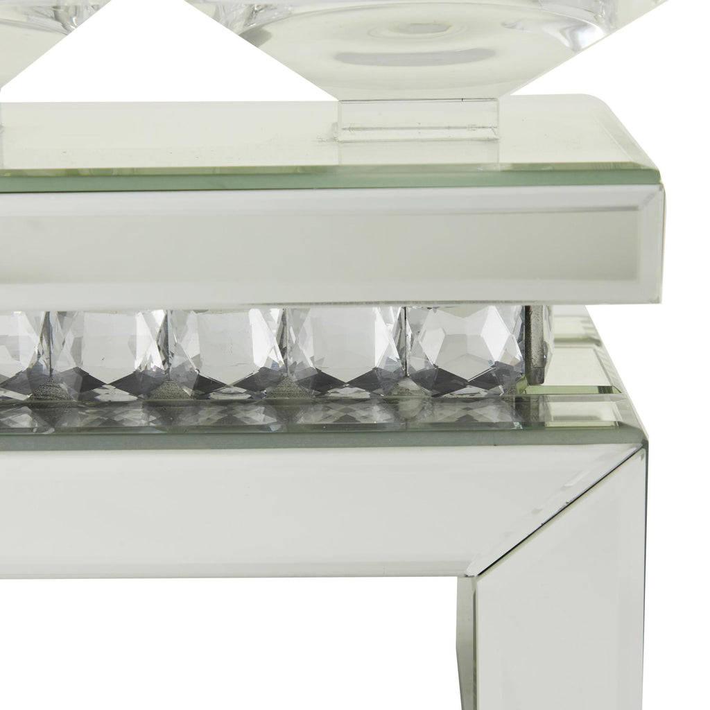 DecMode 5 Holder Silver Wood Pillar Candelabra with Mirrored Accents