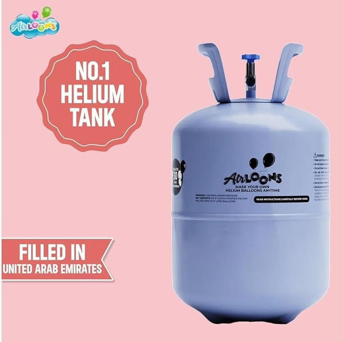 Airloons Portable Disposable 9.5inch Helium Tank Balloon Kit with 30 Multicolor 9-inch Latex Balloons