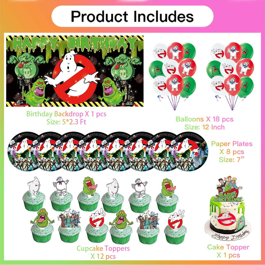 Ghostbusters Balloons Supplies Party Decor Plates Decorations Banner Cake Topper Tableware Banner Backdrop