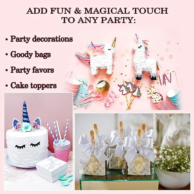 Entervending Little Unicorn Toy Figurines - Unicorn Figures 100 Pcs - Unicorn Party Favors for Kids - Unicorn Cake Toppers - Unicorn Decoration Playset